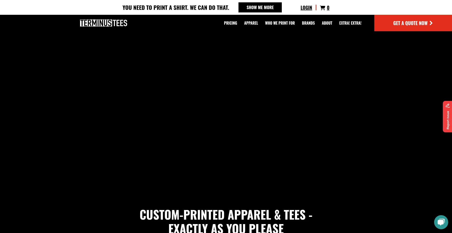 Website screenshot of Terminustees.com