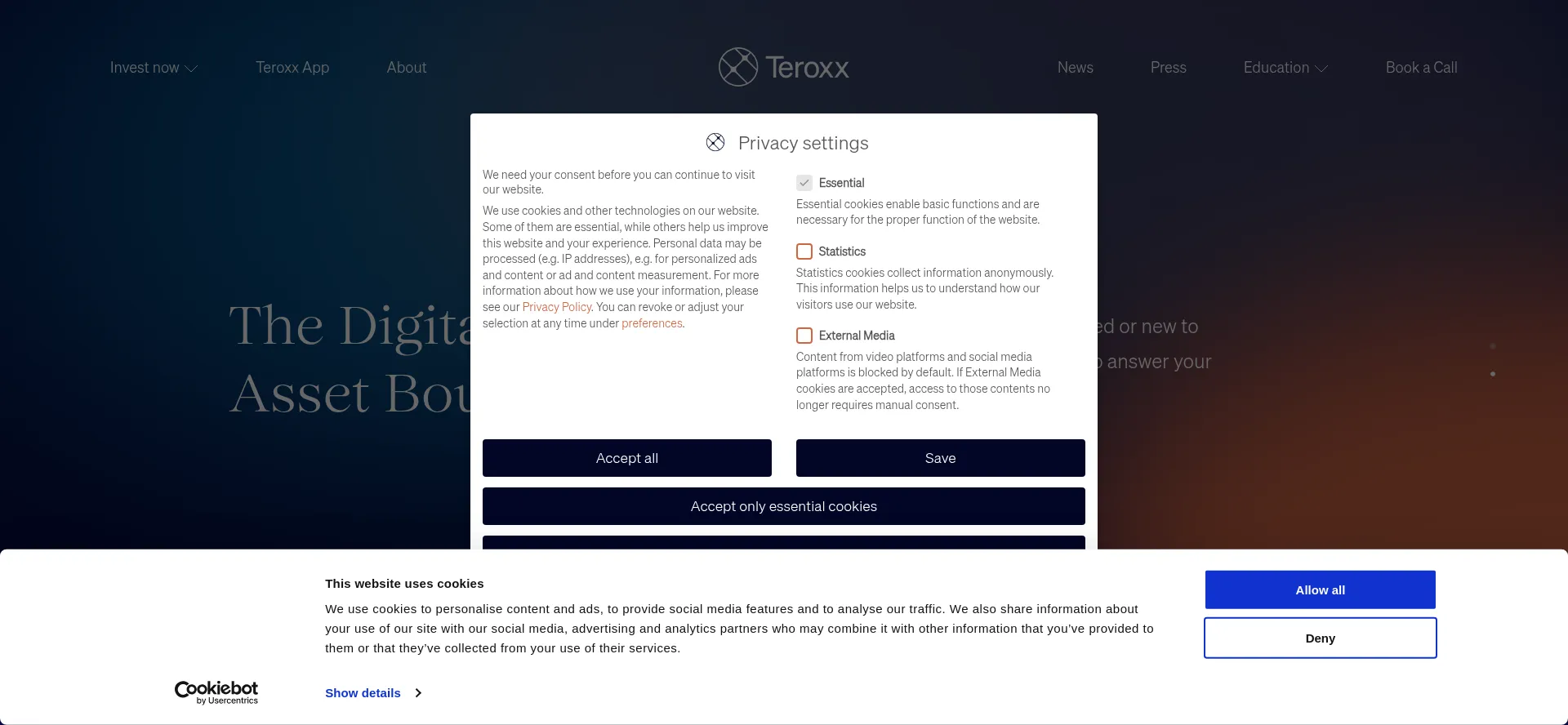 Website screenshot of Teroxx.com