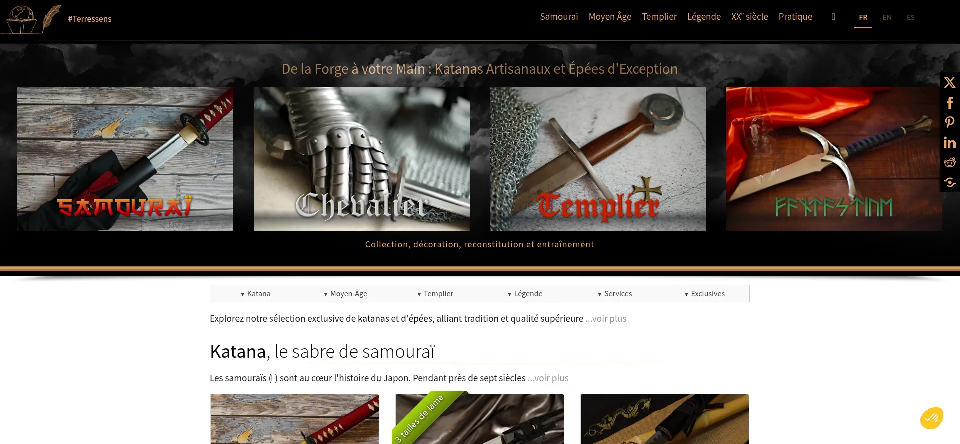 Website screenshot of Terressens.com