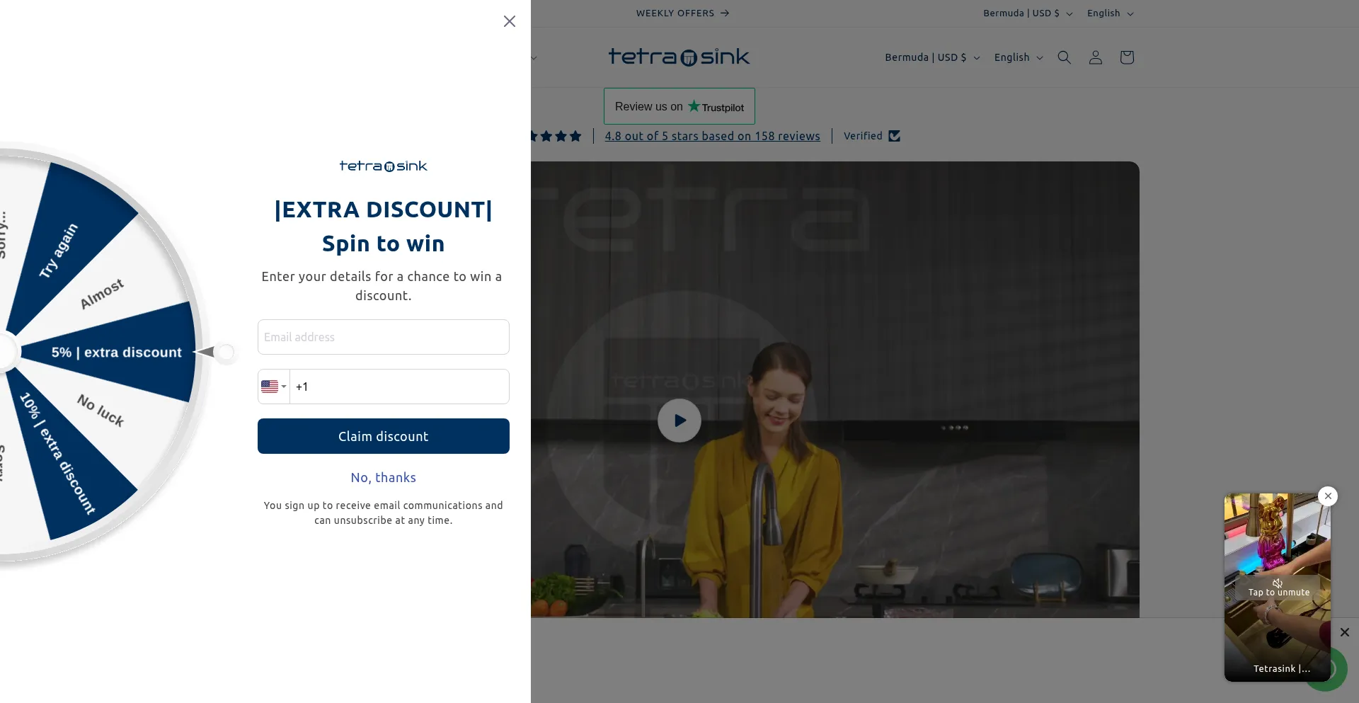 Website screenshot of Tetrasink.com