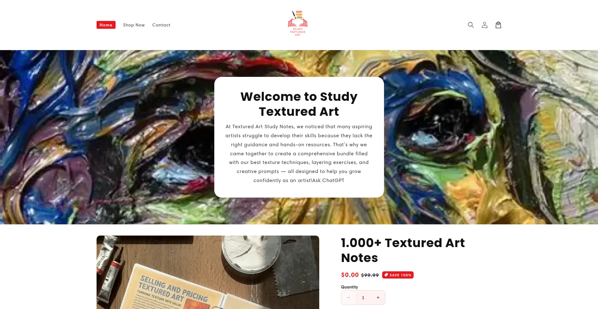 Website screenshot of Texturedartnotes.com