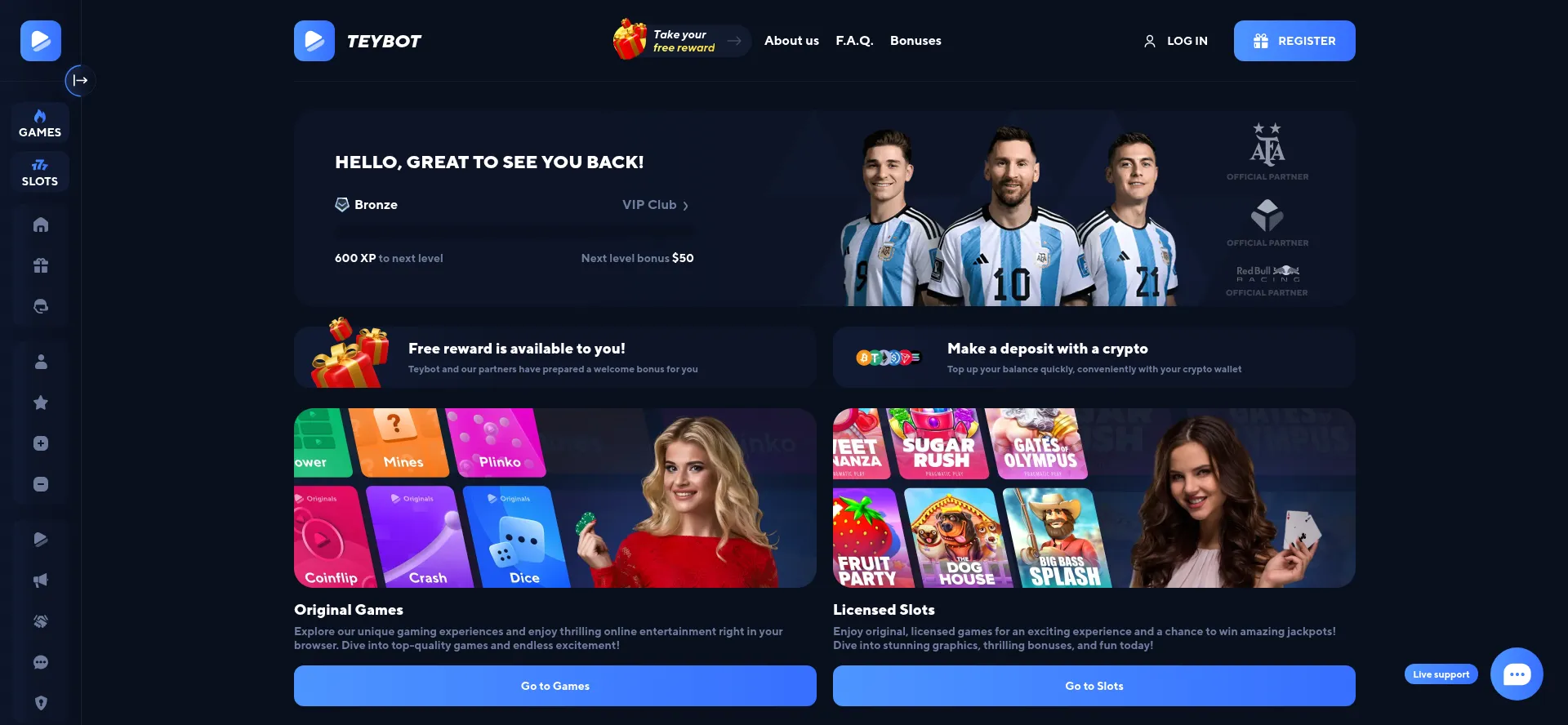 Website screenshot of Teybot.com