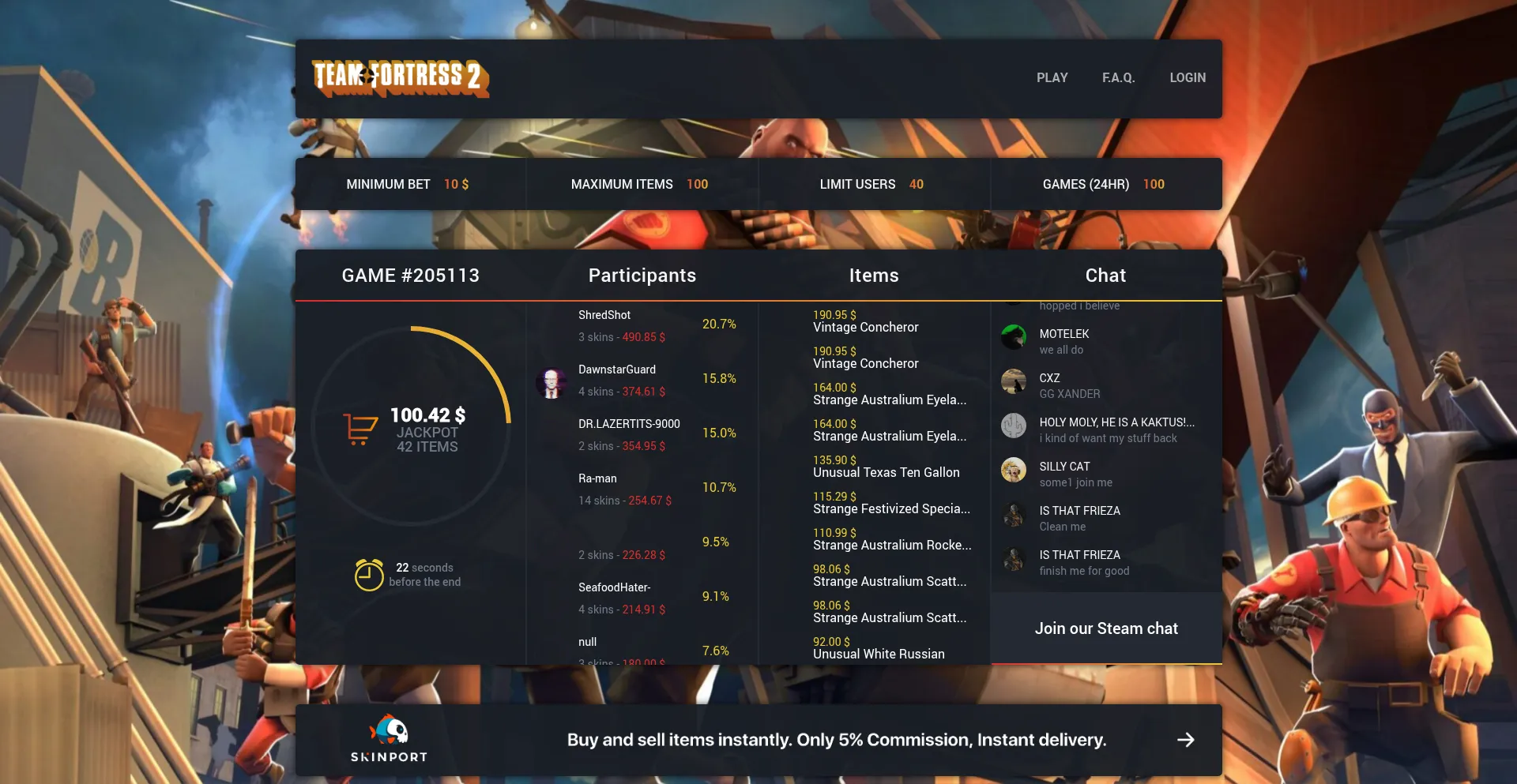 Website screenshot of Tf2headcase.com