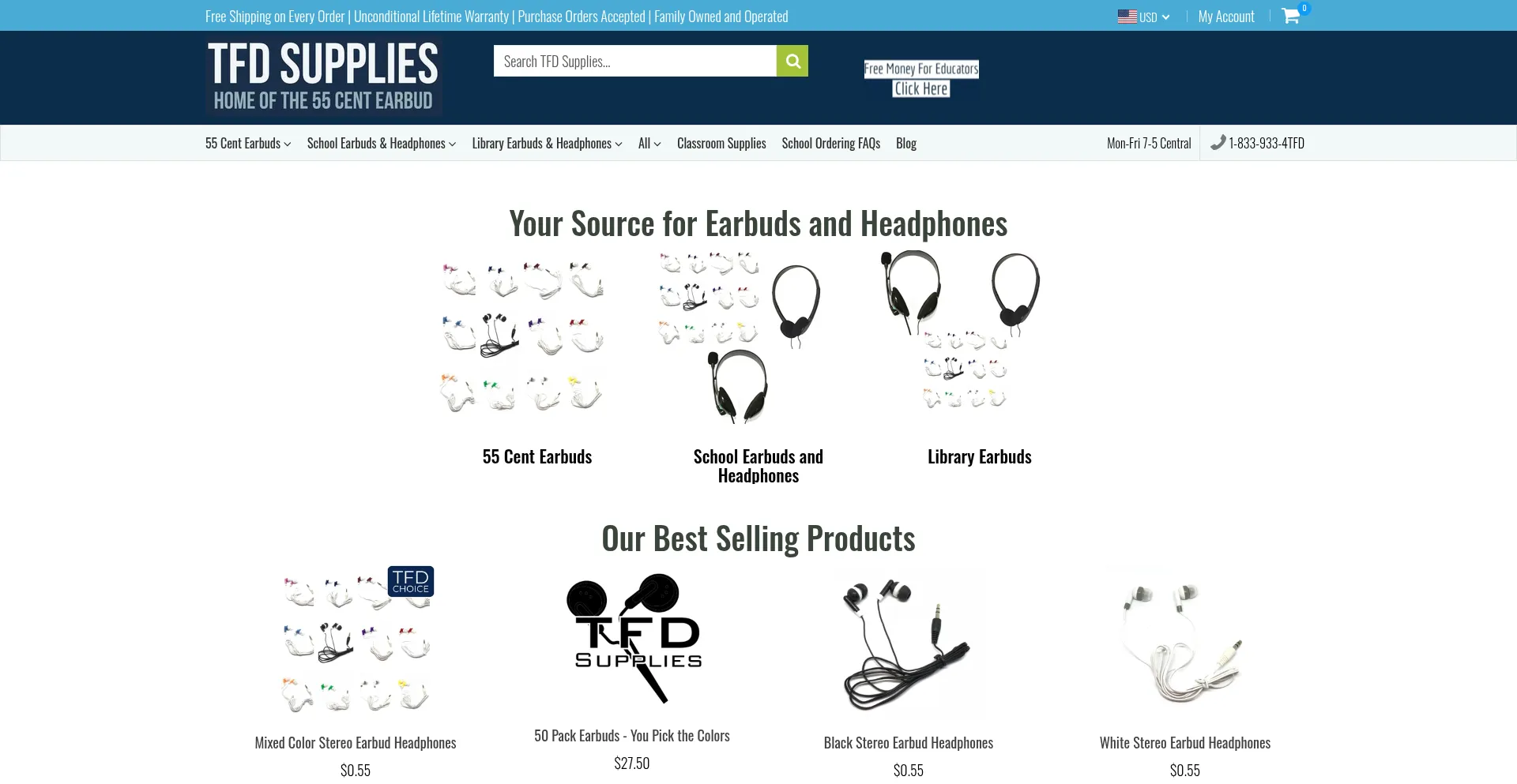 Website screenshot of Tfdsupplies.com