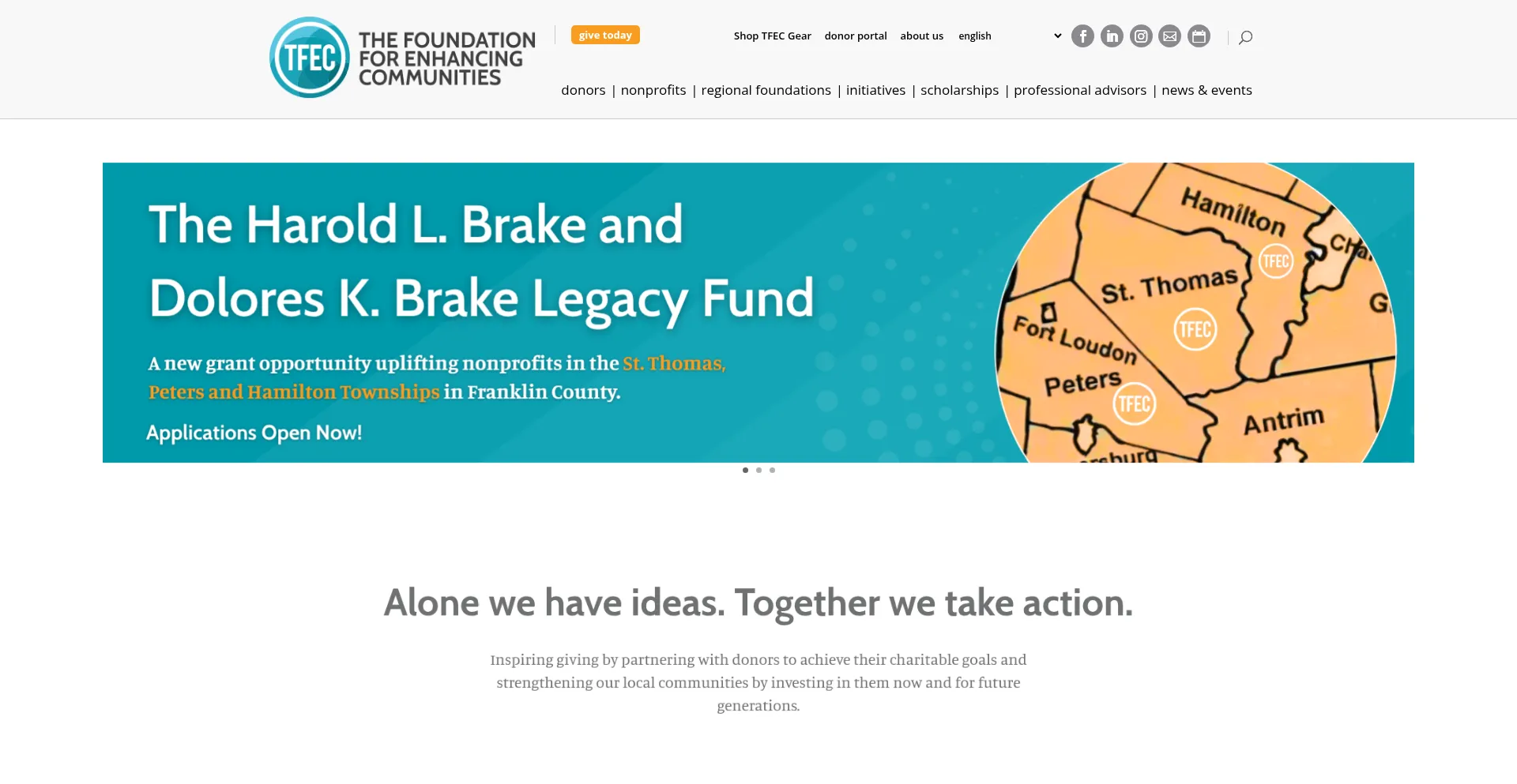 Website screenshot of Tfec.org
