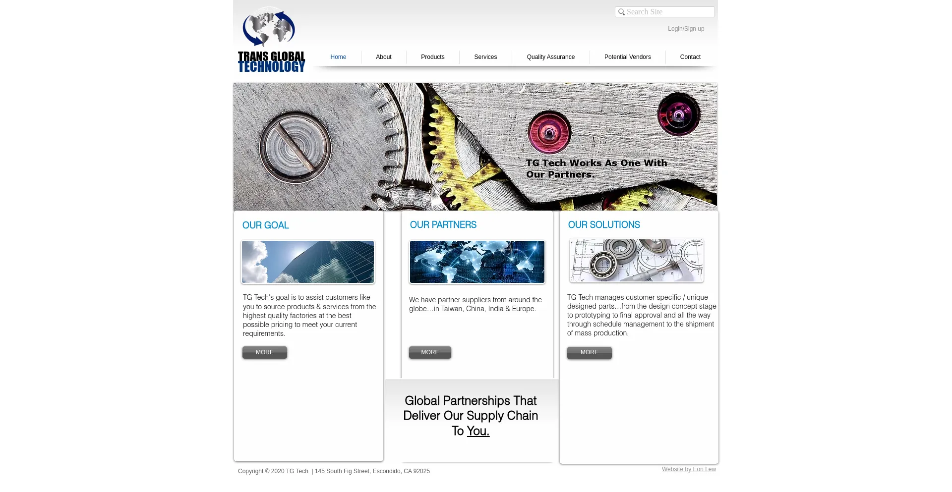 Website screenshot of Tglobaltech.com