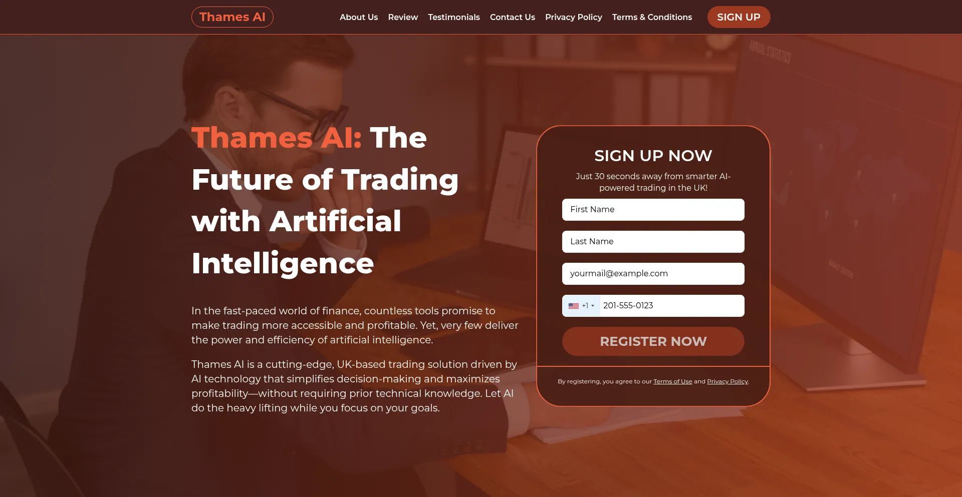 Website screenshot of Thamesai.org