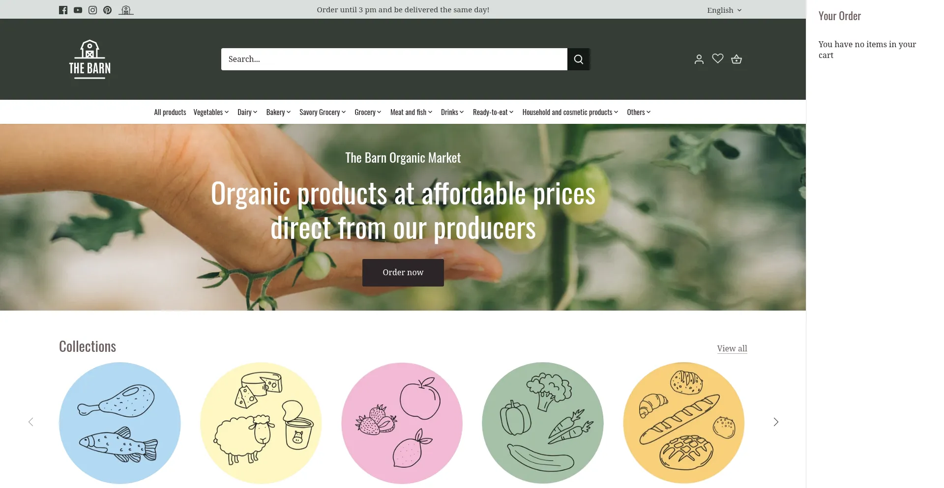 Website screenshot of The-barn-biomarket.myshopify.com