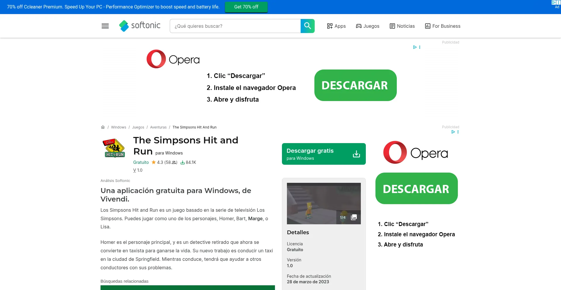 ¿És Seguro y Confiable The-simpsons-hit-and-run.softonic.com?
