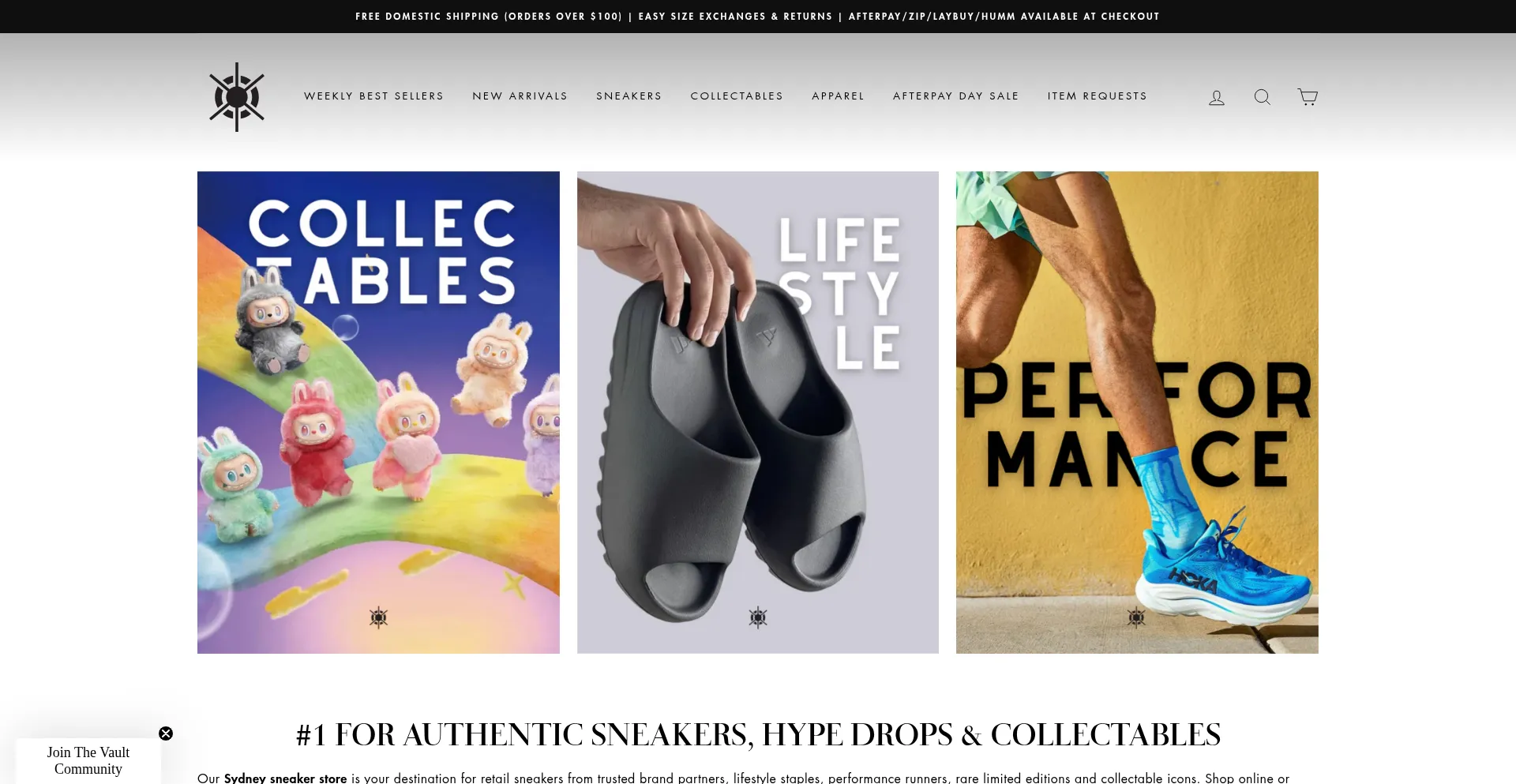 Website screenshot of The-vault-au.com