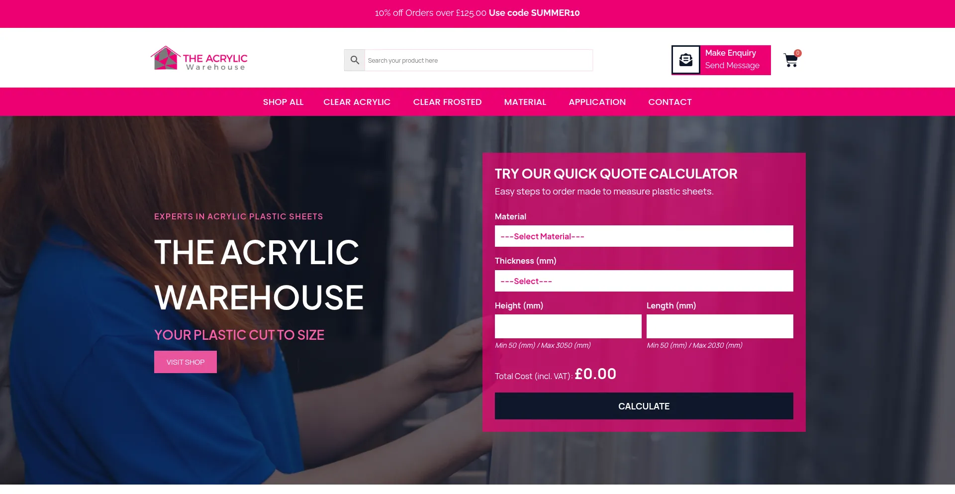 Theacrylicwarehouse.co.uk Screenshot