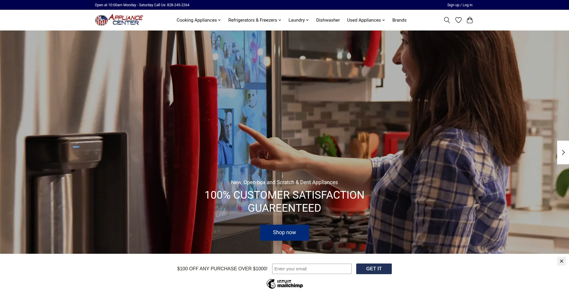 Website screenshot of Theappliancecenternc.com