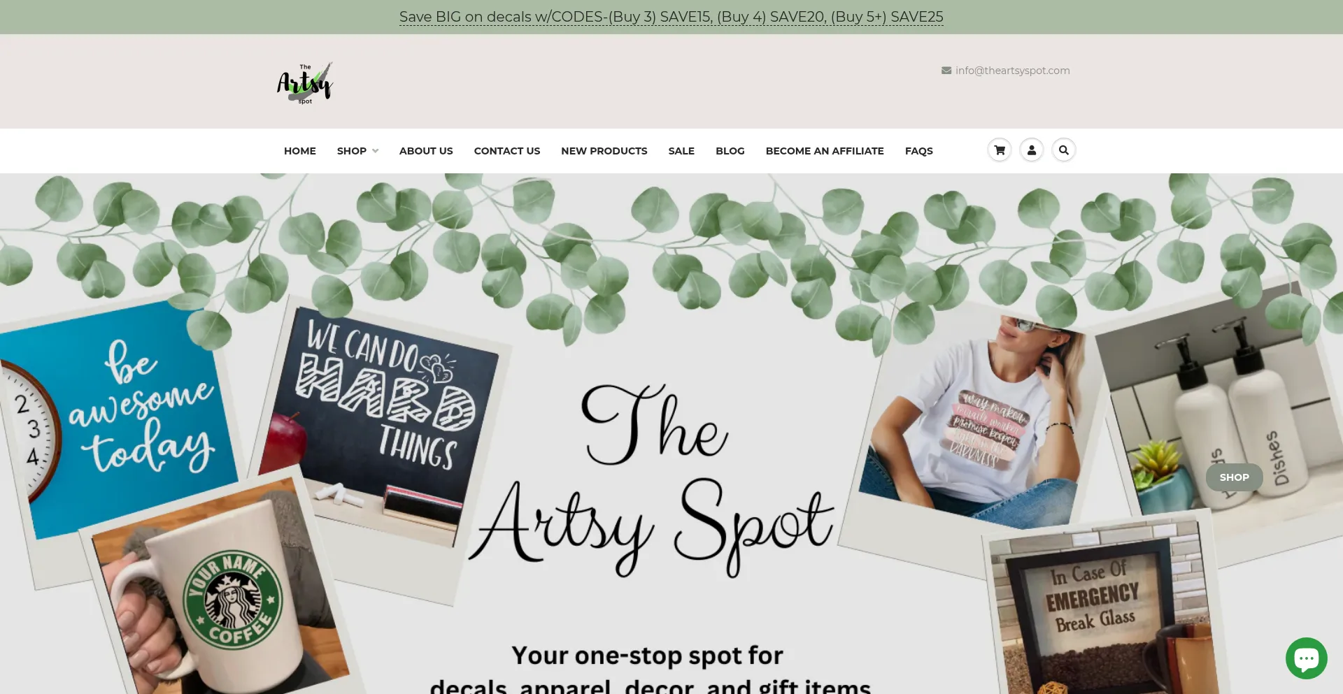 Website screenshot of Theartsyspot.com
