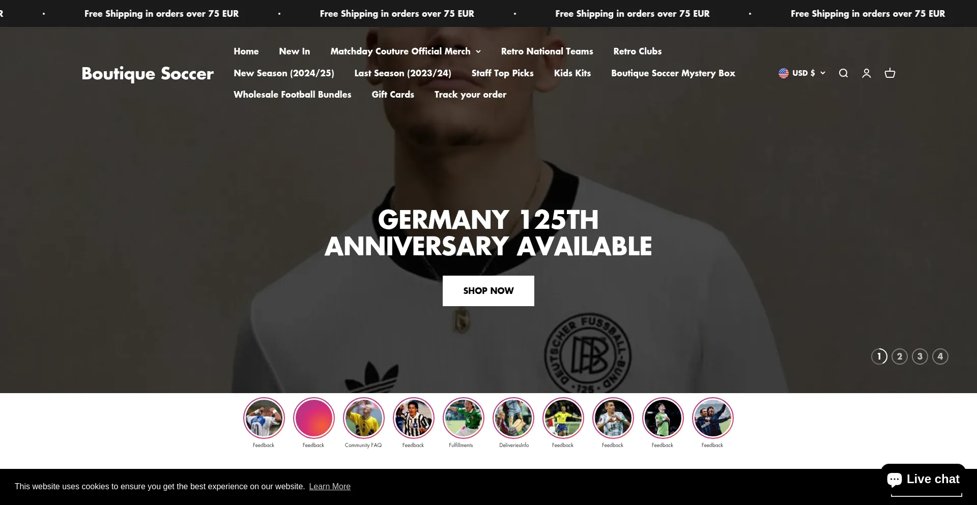 Website screenshot of Theboutiquesoccer.com