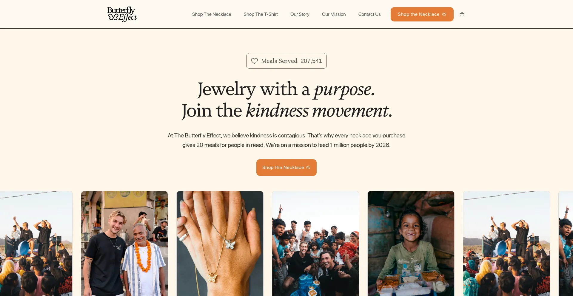 Website screenshot of Thebutterflyeffect.com