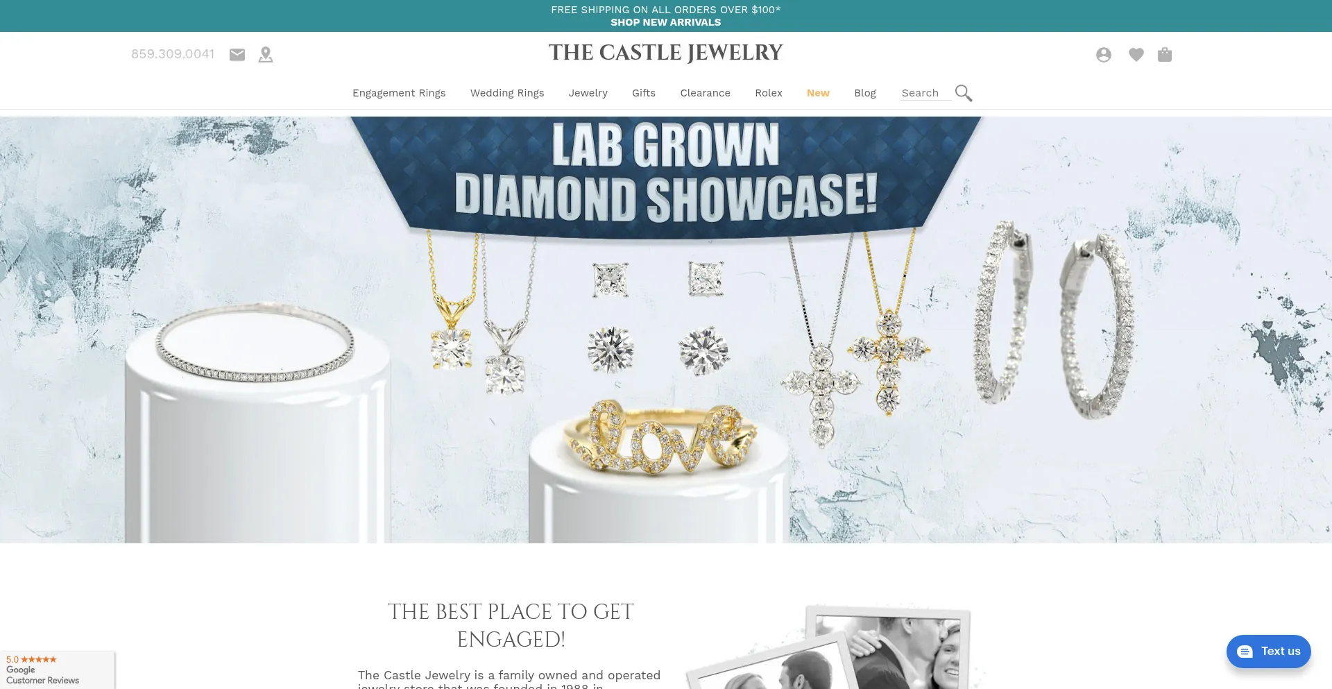 Website screenshot of Thecastlejewelry.com