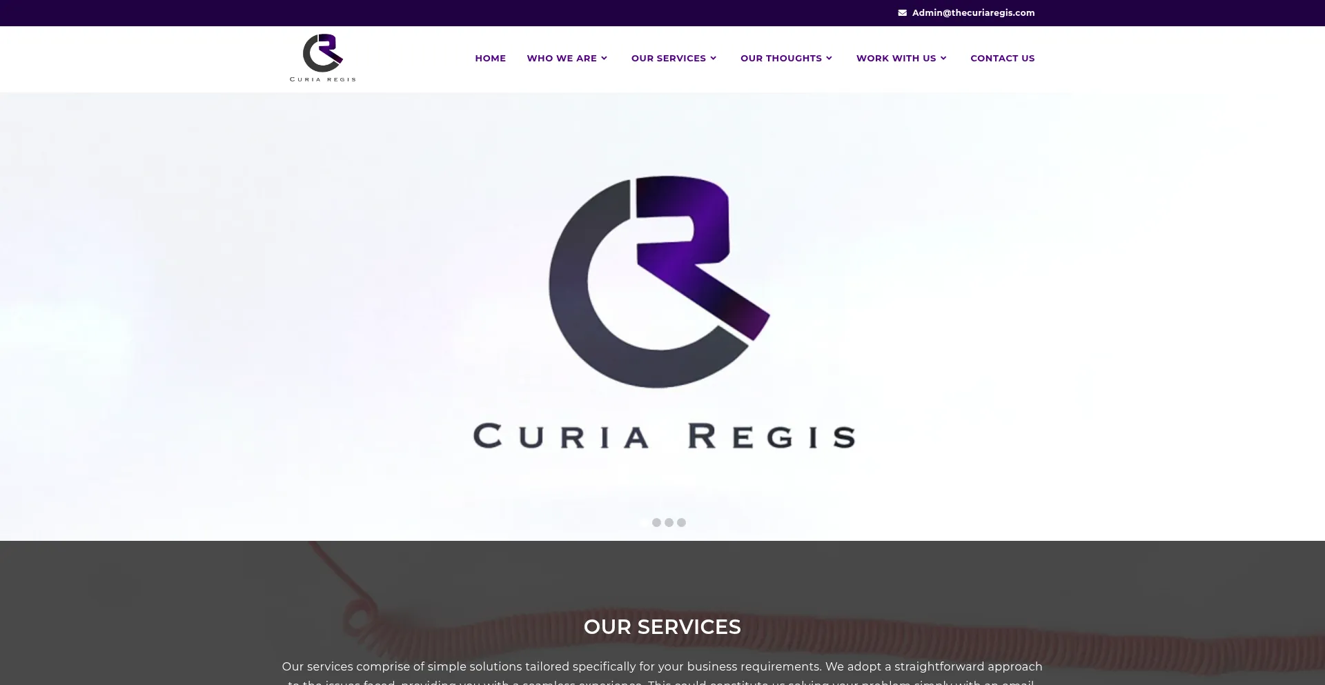 Website screenshot of Thecuriaregis.com