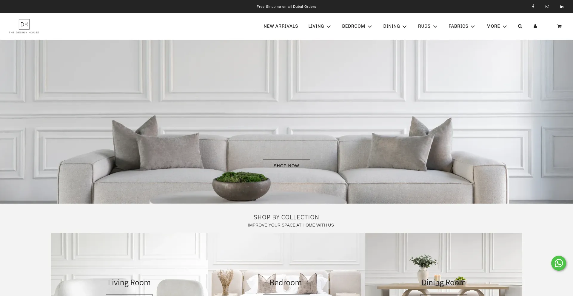 Website screenshot of Thedesignhousedubai.com