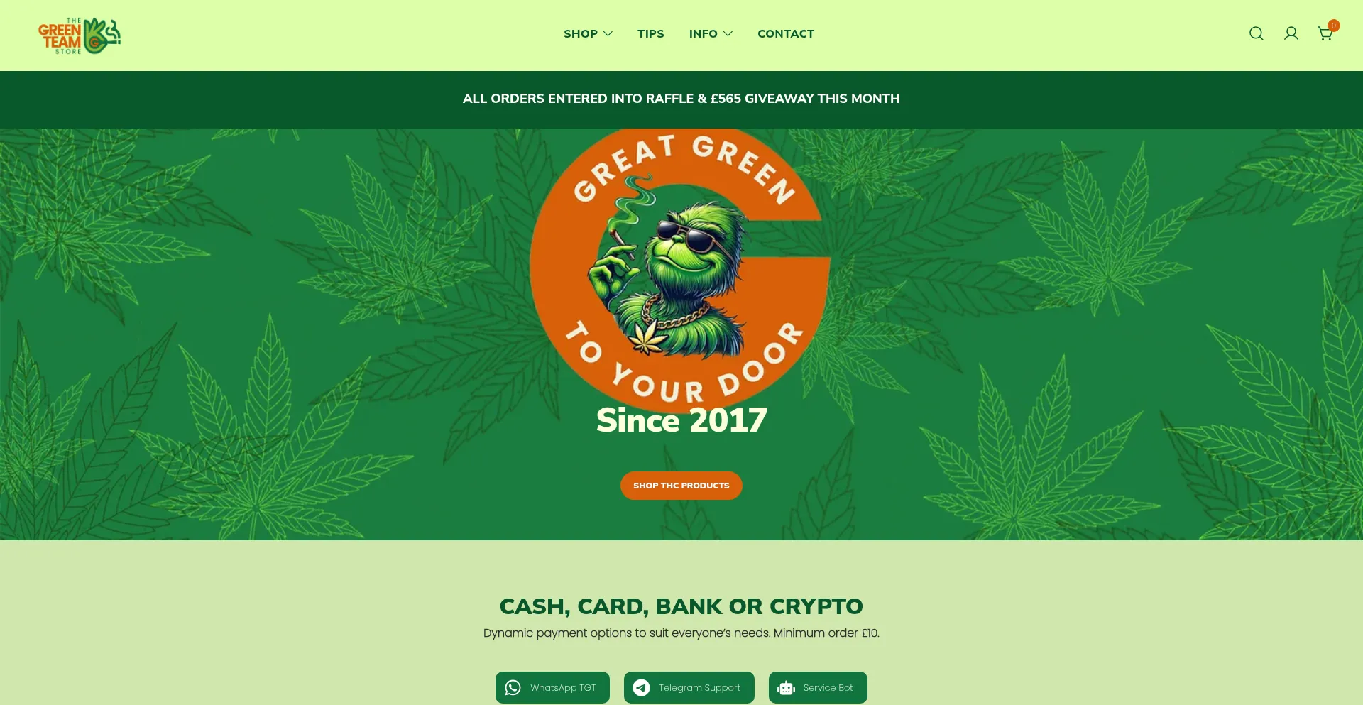 Website screenshot of Thegreenteam.store