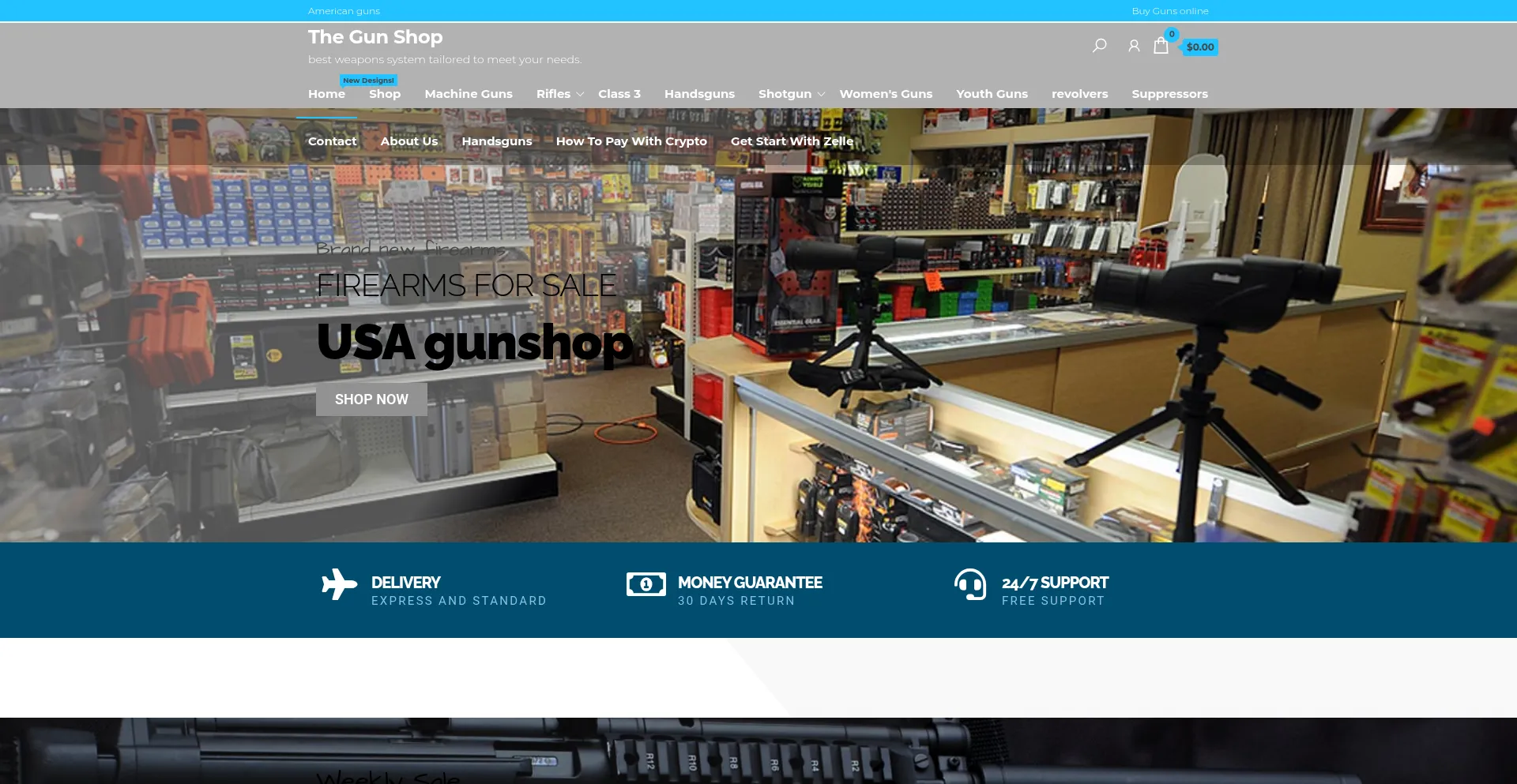 Website screenshot of Thegunshopne.com