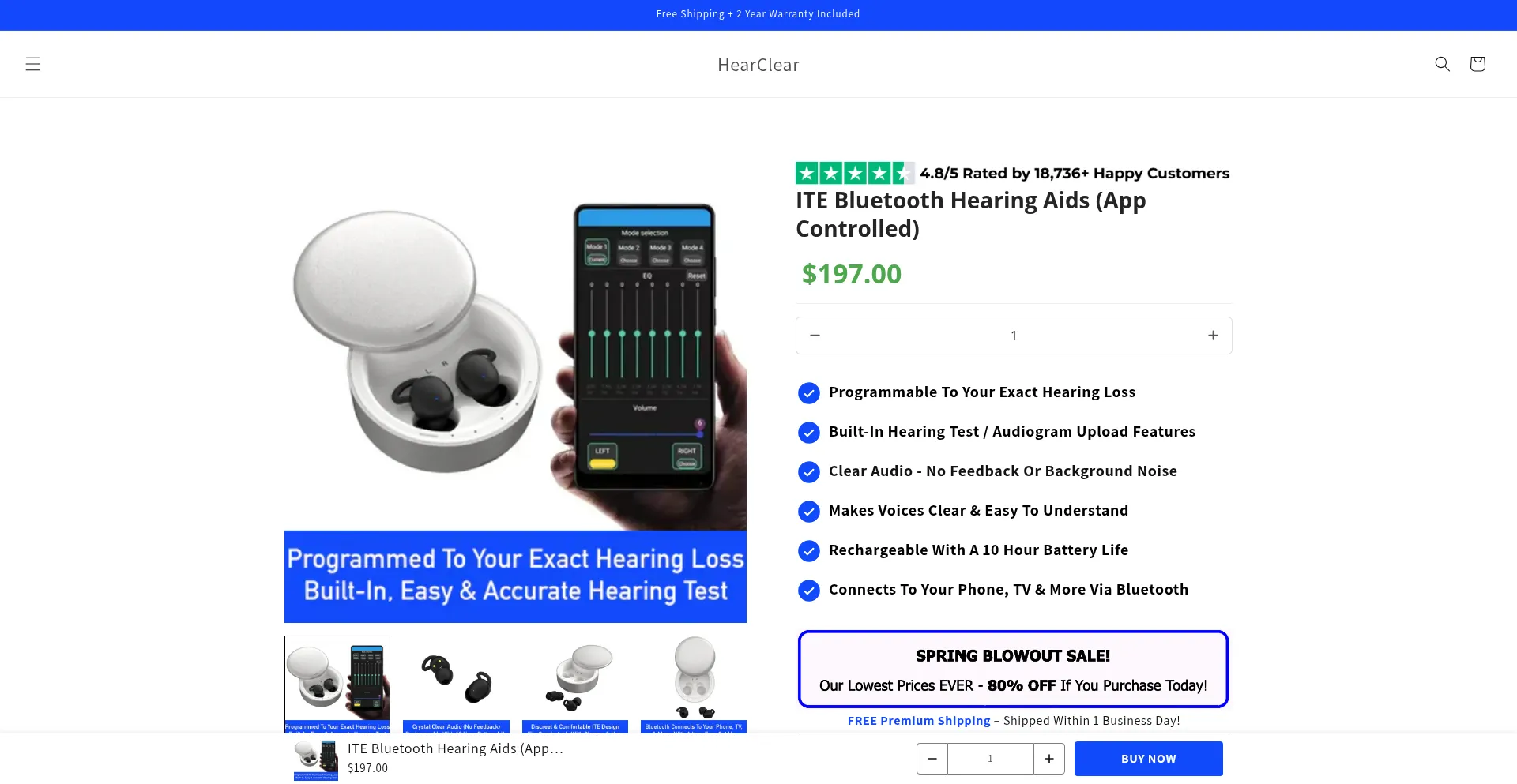Website screenshot of Thehearclearnow.com