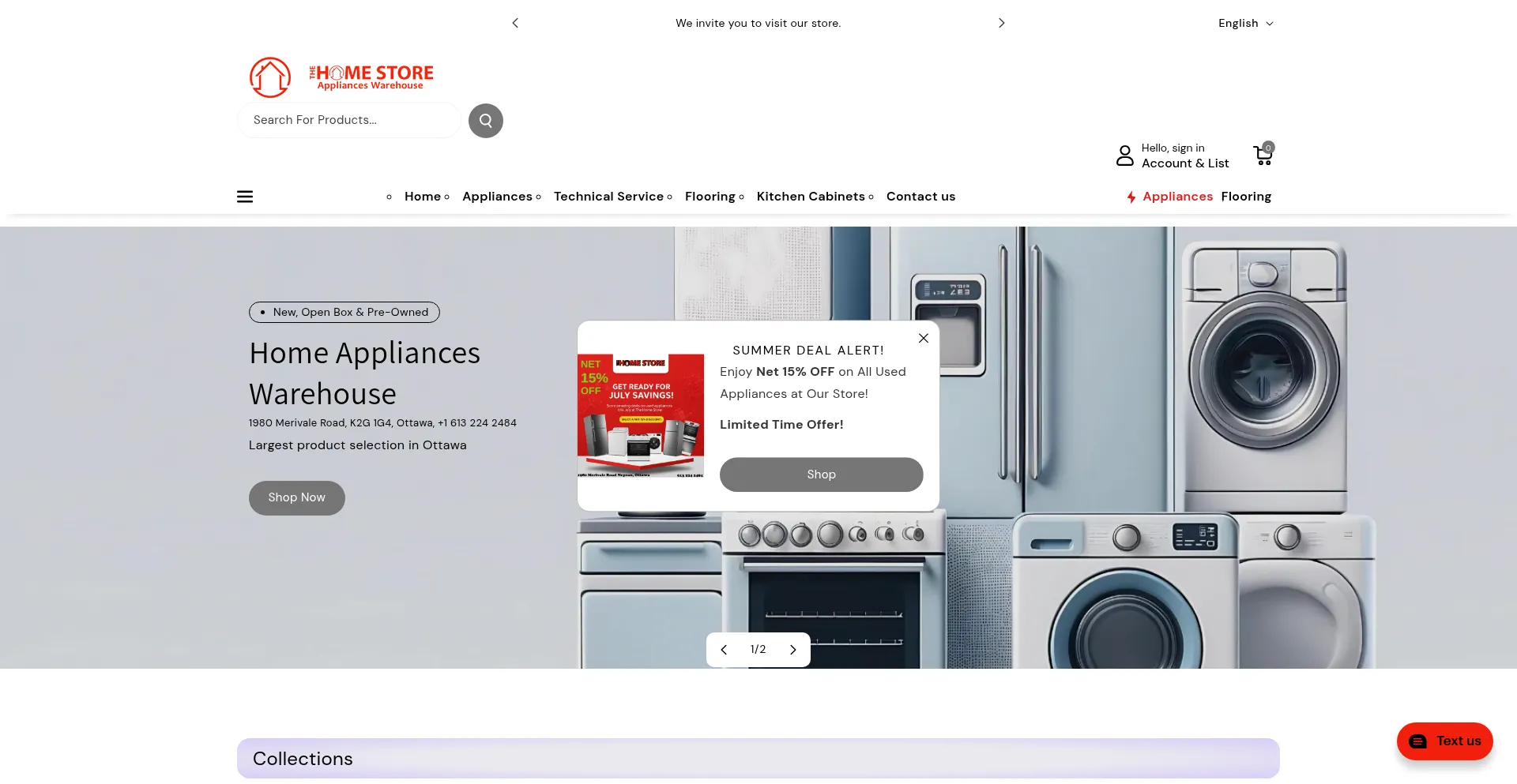 Website screenshot of Thehomestore.ca