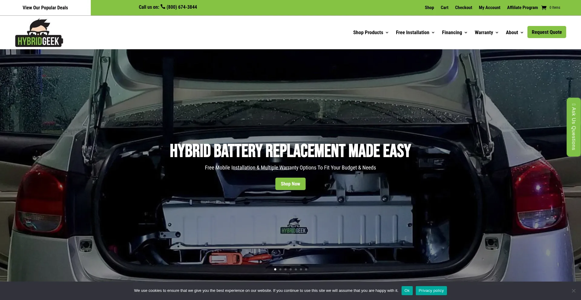 Website screenshot of Thehybridgeek.com