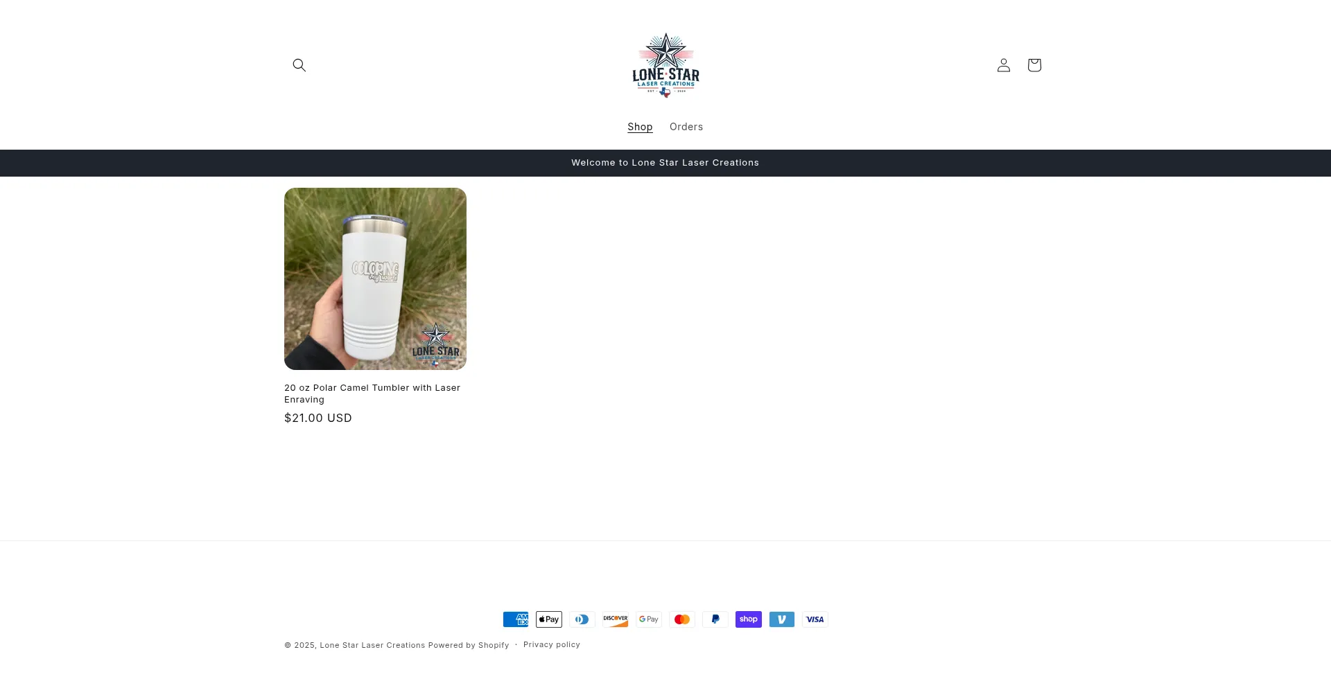 Website screenshot of Thelonestarlaser.com