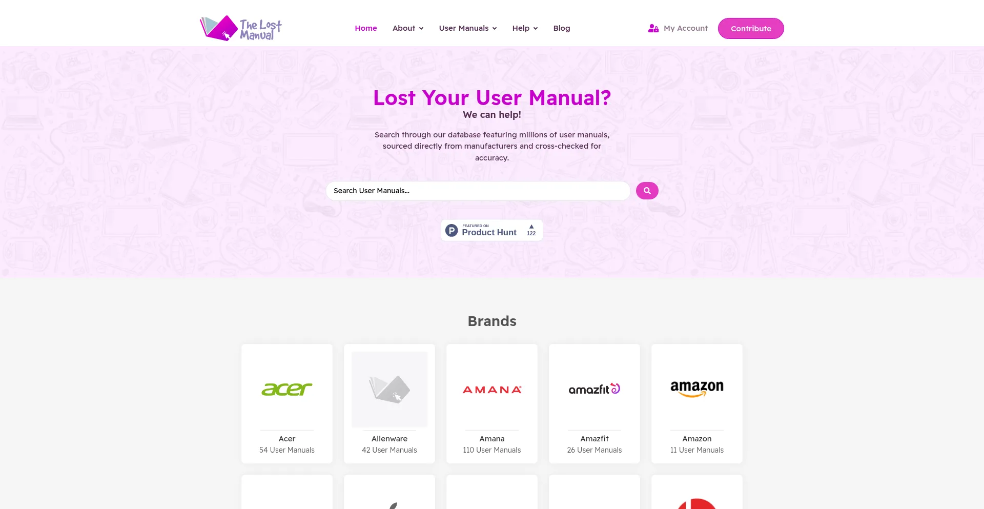 Website screenshot of Thelostmanual.org