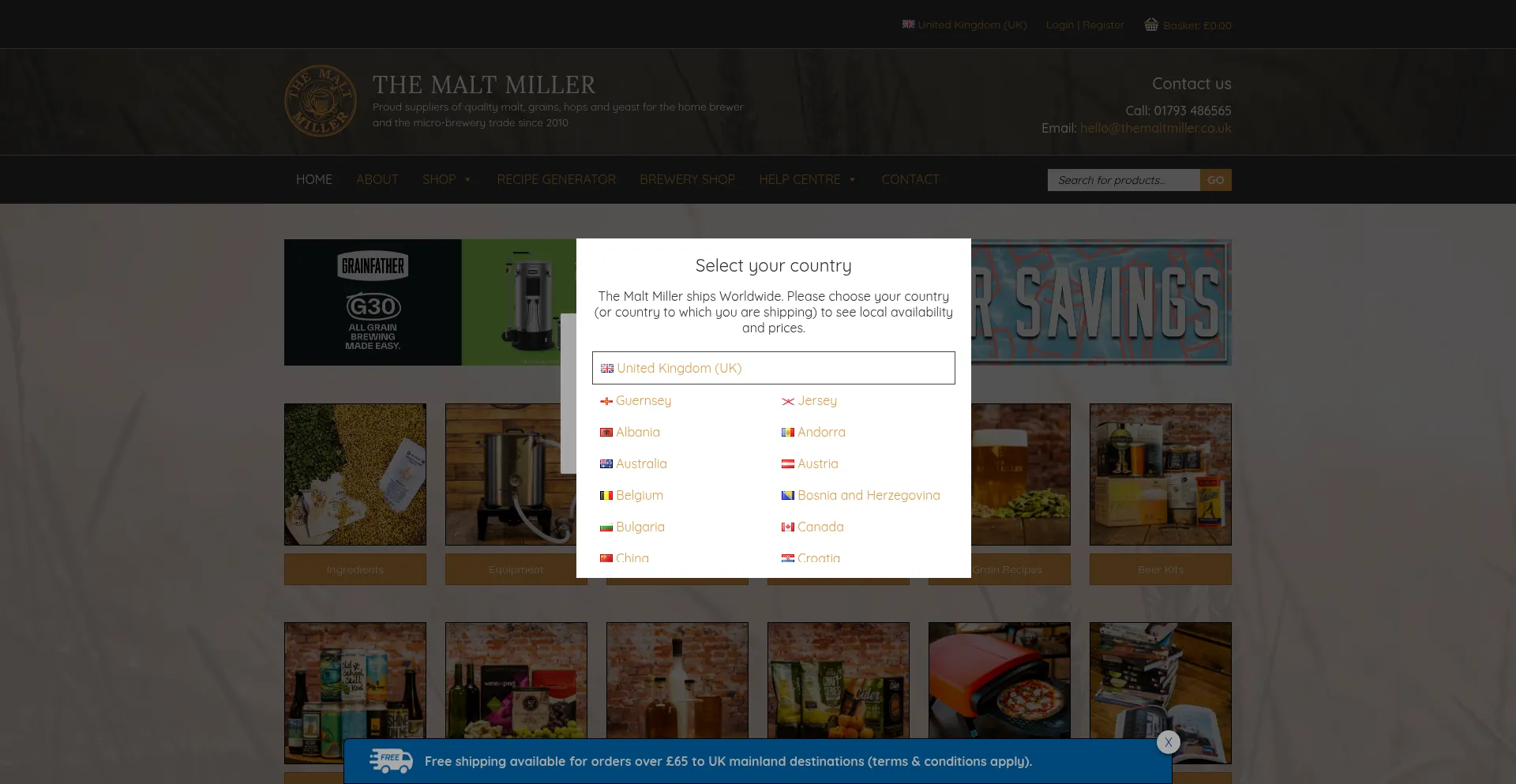 Website screenshot of Themaltmiller.co.uk