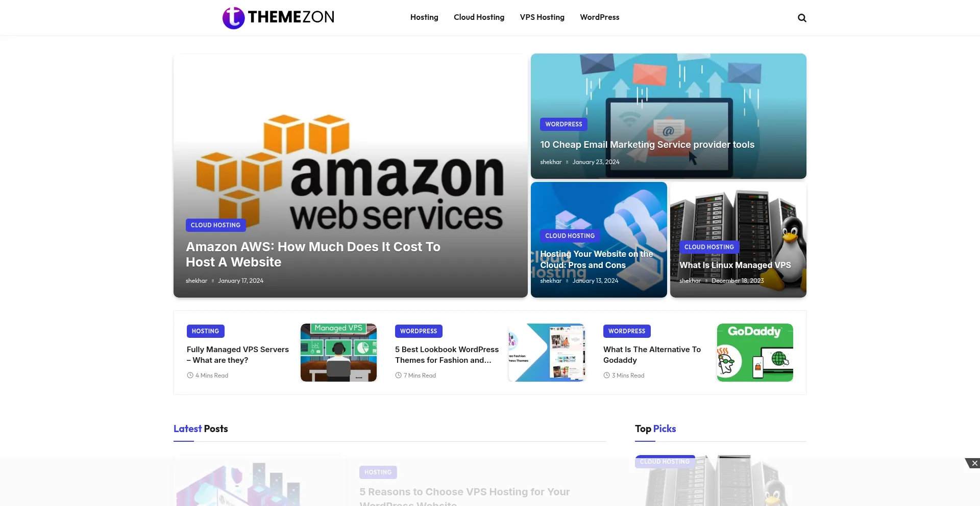 Website screenshot of Themezon.net