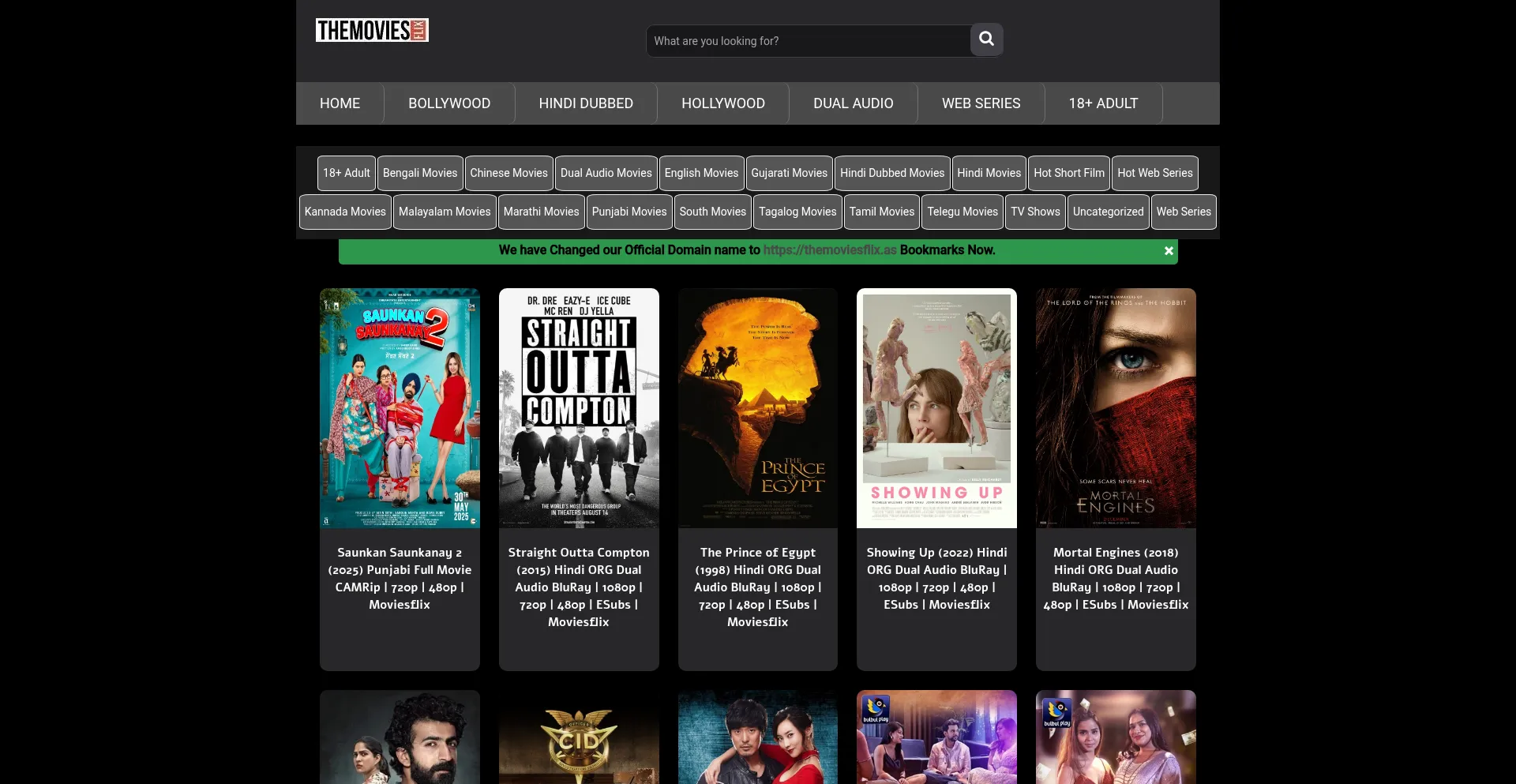 Website screenshot of Themoviesflix.as