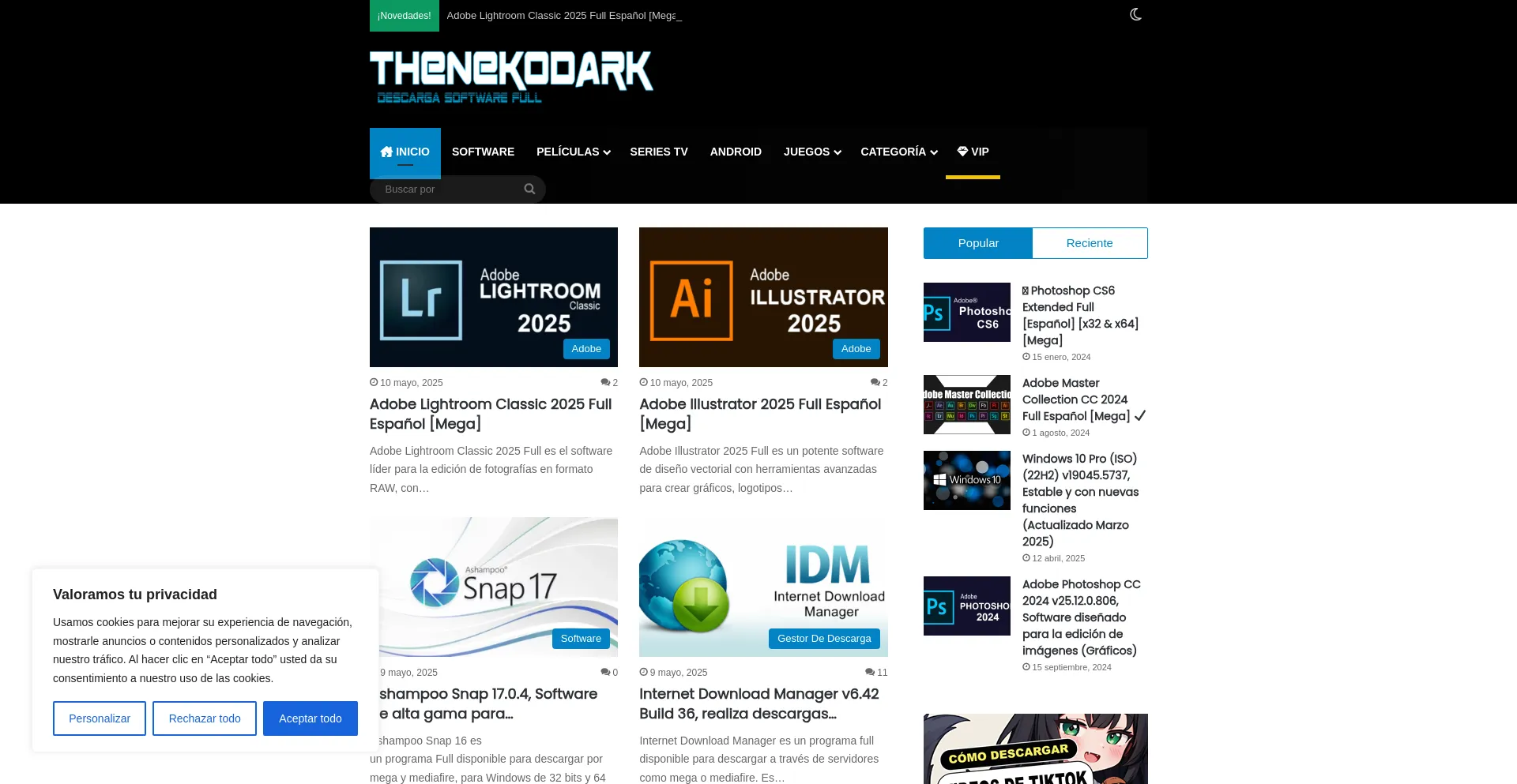 Website screenshot of Thenekodark.com