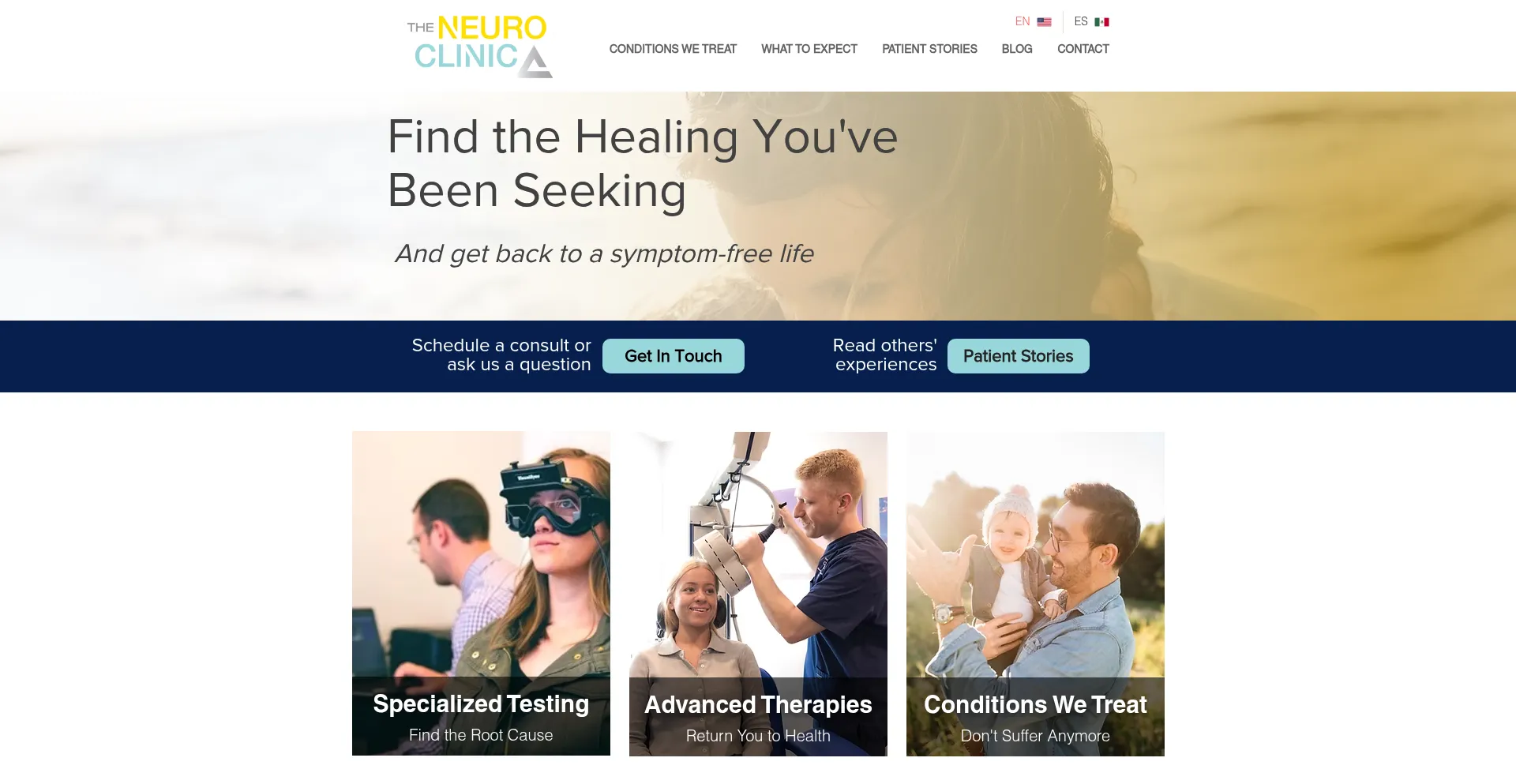 Website screenshot of Theneuroclinic.org