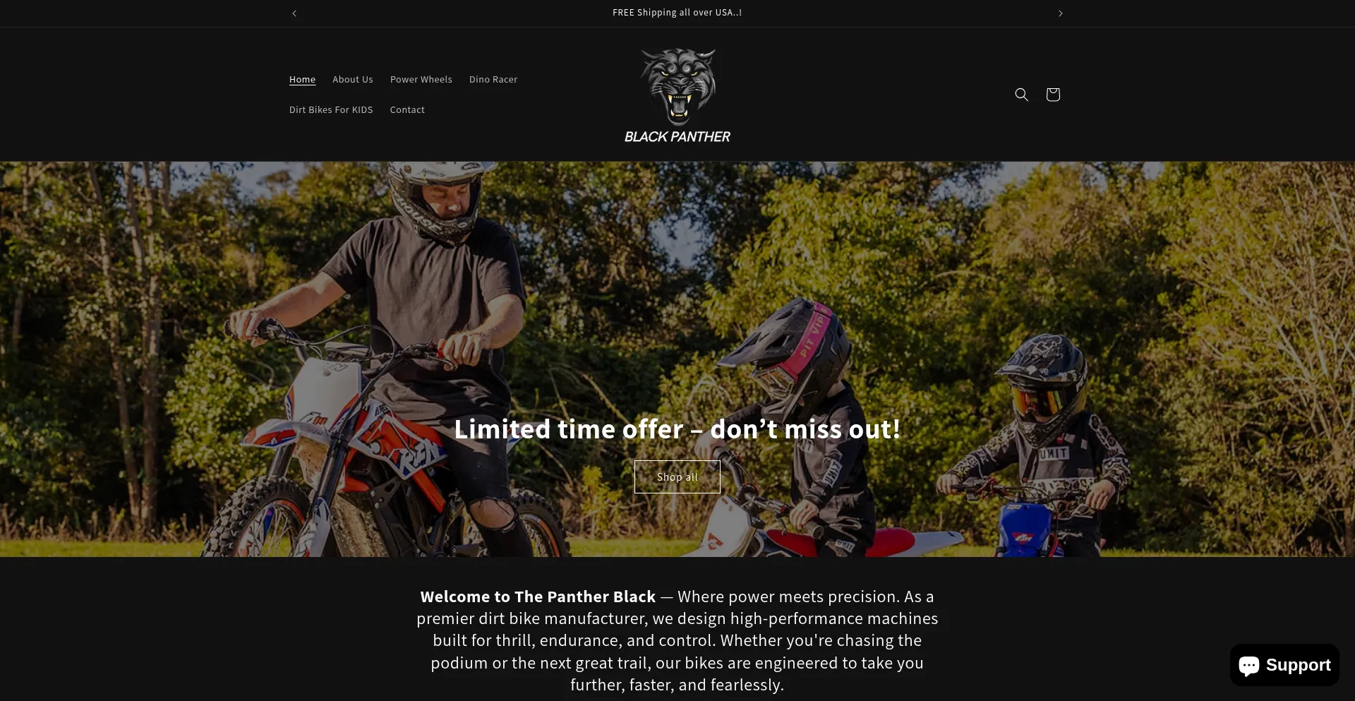 Website screenshot of Thepantherblack.com