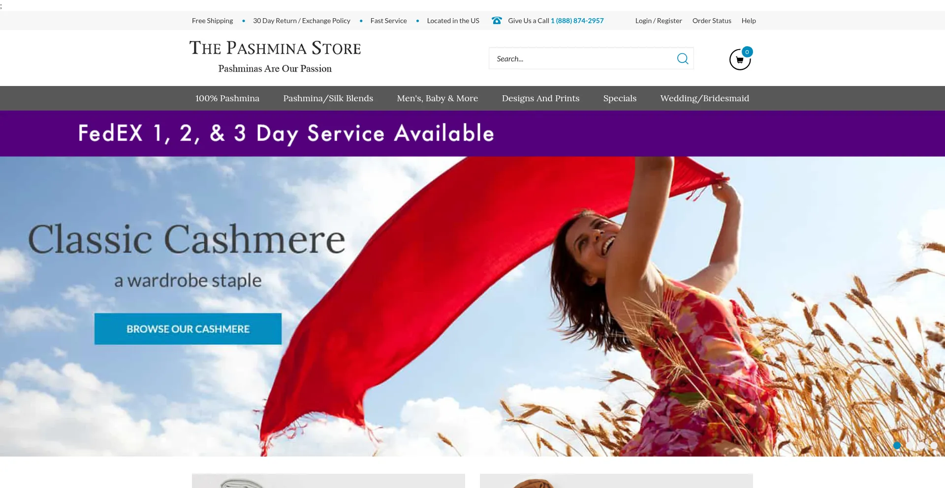 Website screenshot of Thepashminastore.com