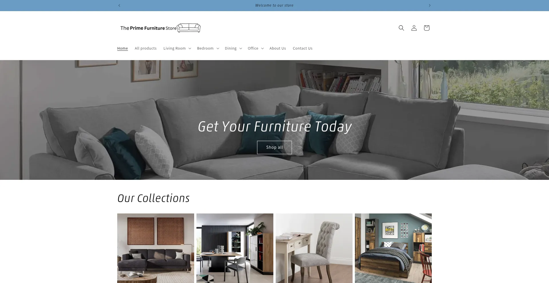 Website screenshot of Theprimefurniturestore.com