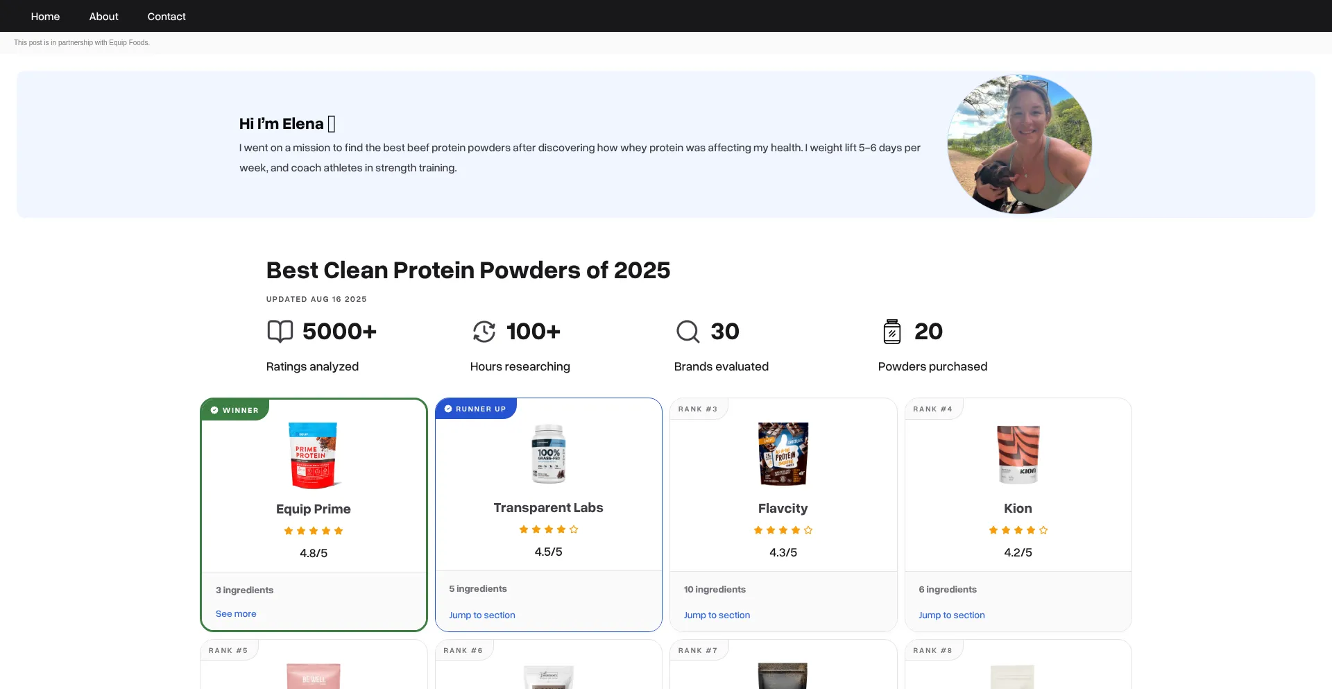 Website screenshot of Theproteinpowderguru.net