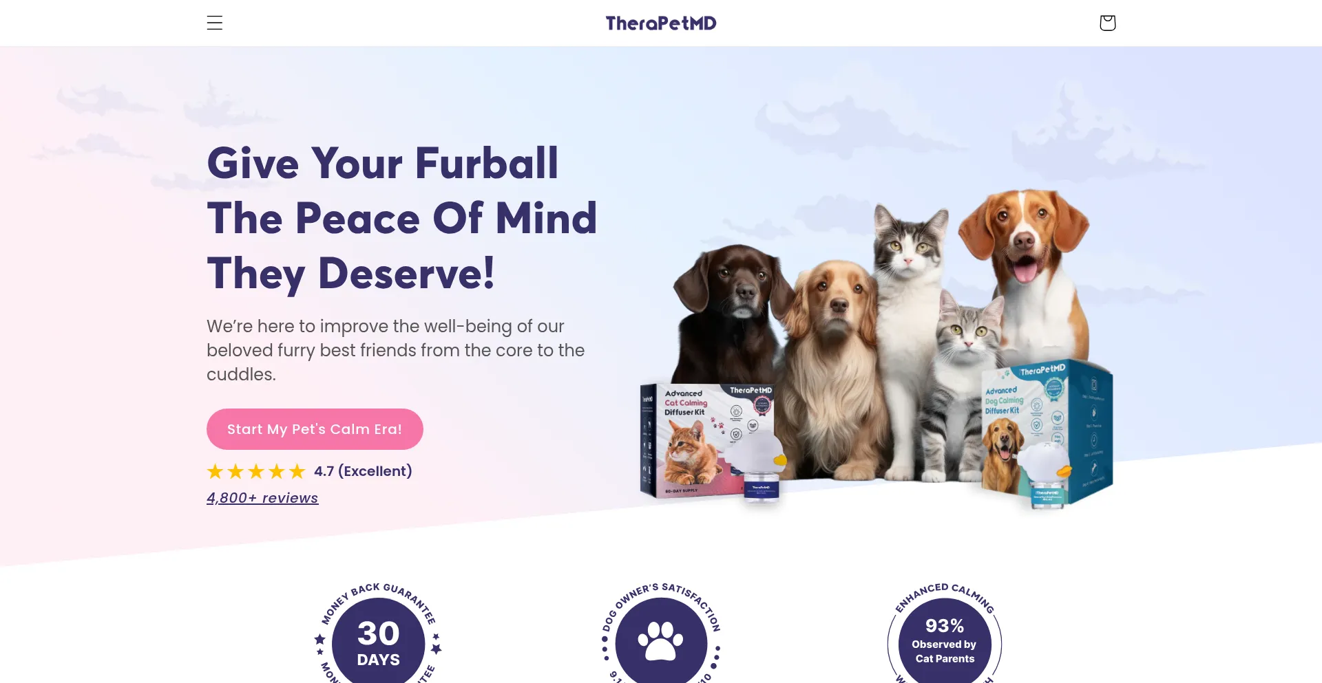 Website screenshot of Therapetmd.com