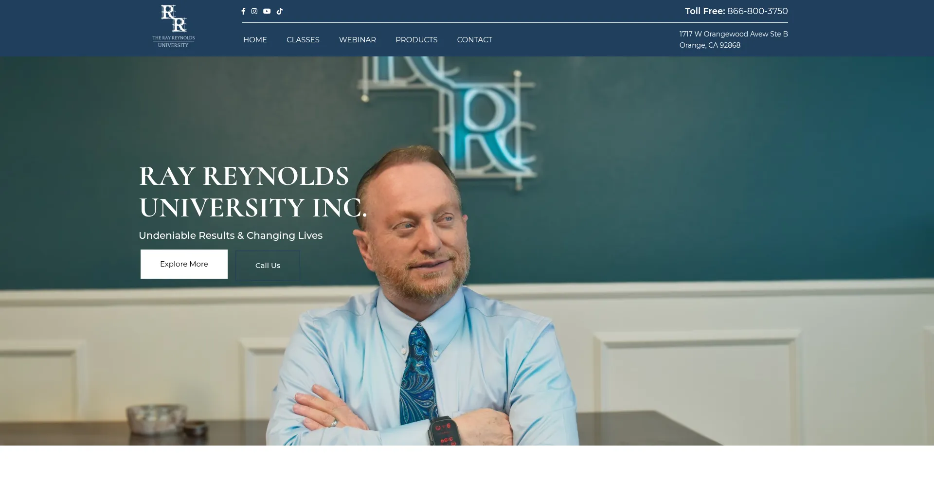 Website screenshot of Therayreynoldsuniversity.com