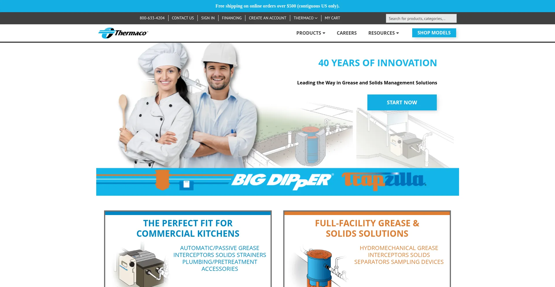 Website screenshot of Thermaco.com