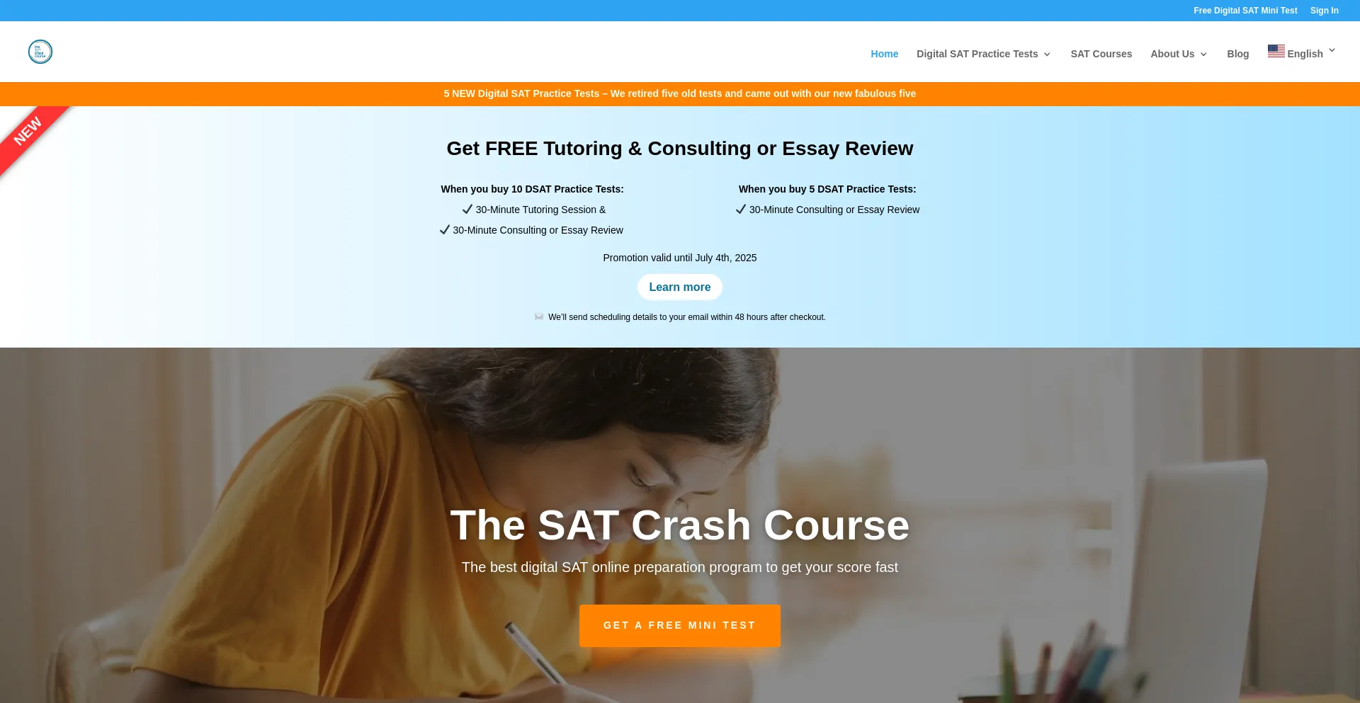 Website screenshot of Thesatcrashcourse.com