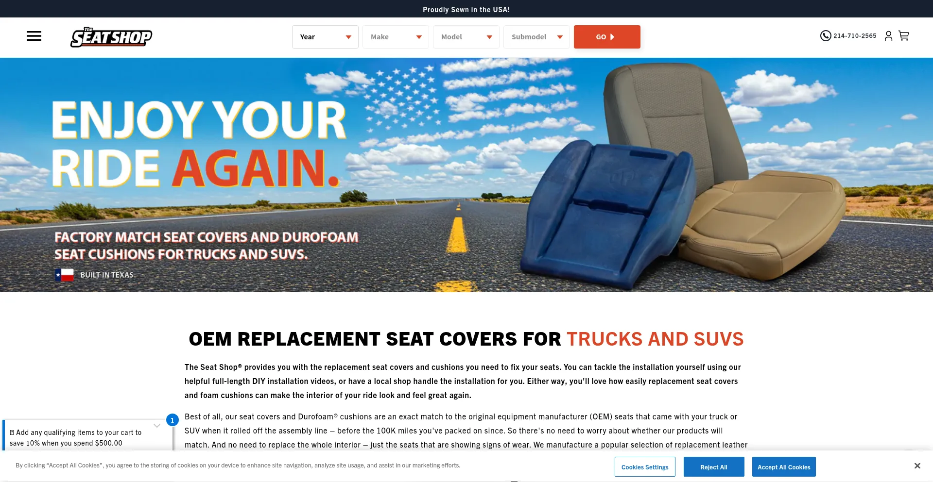 Website screenshot of Theseatshop.com
