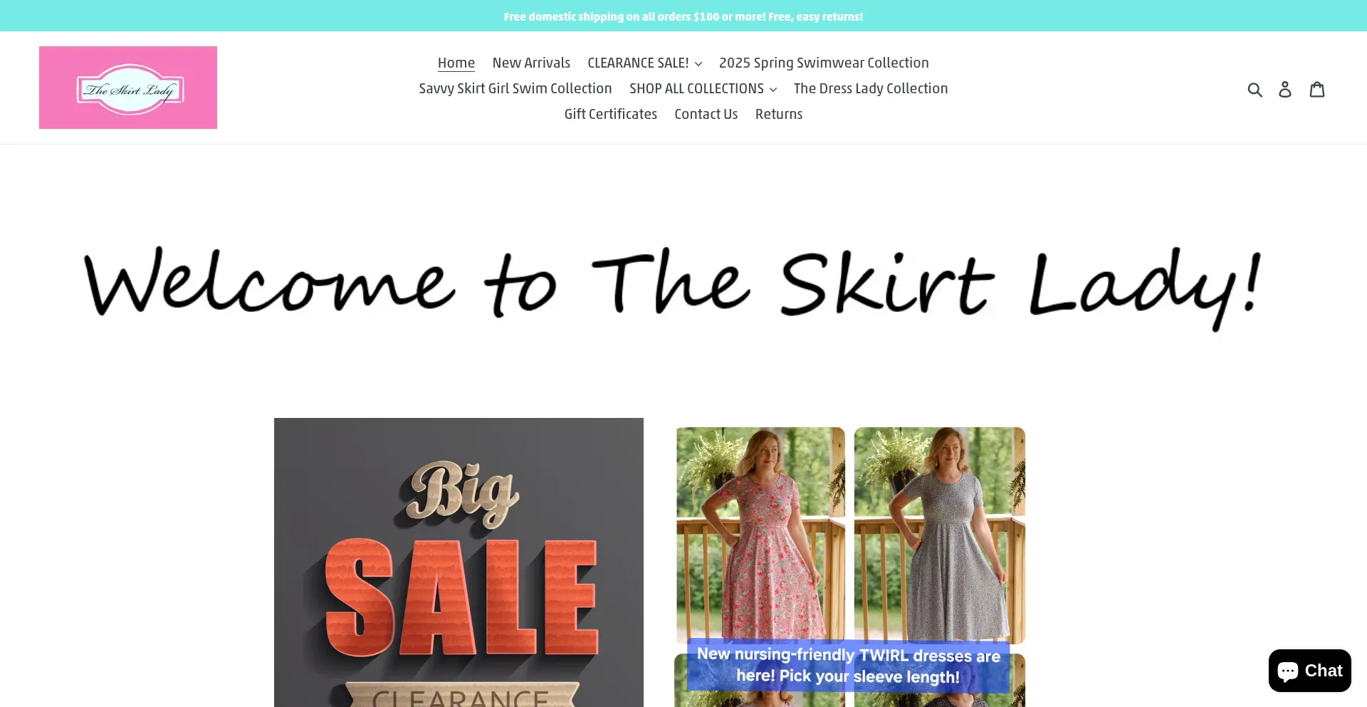 Website screenshot of Theskirtlady.com