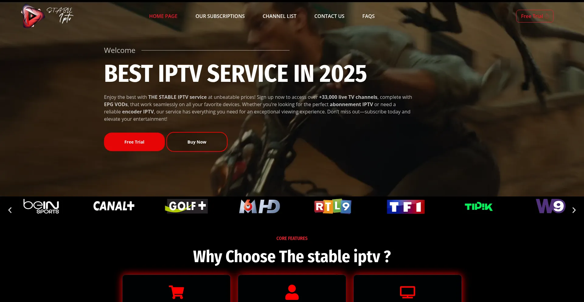 Website screenshot of Thestableiptv.com