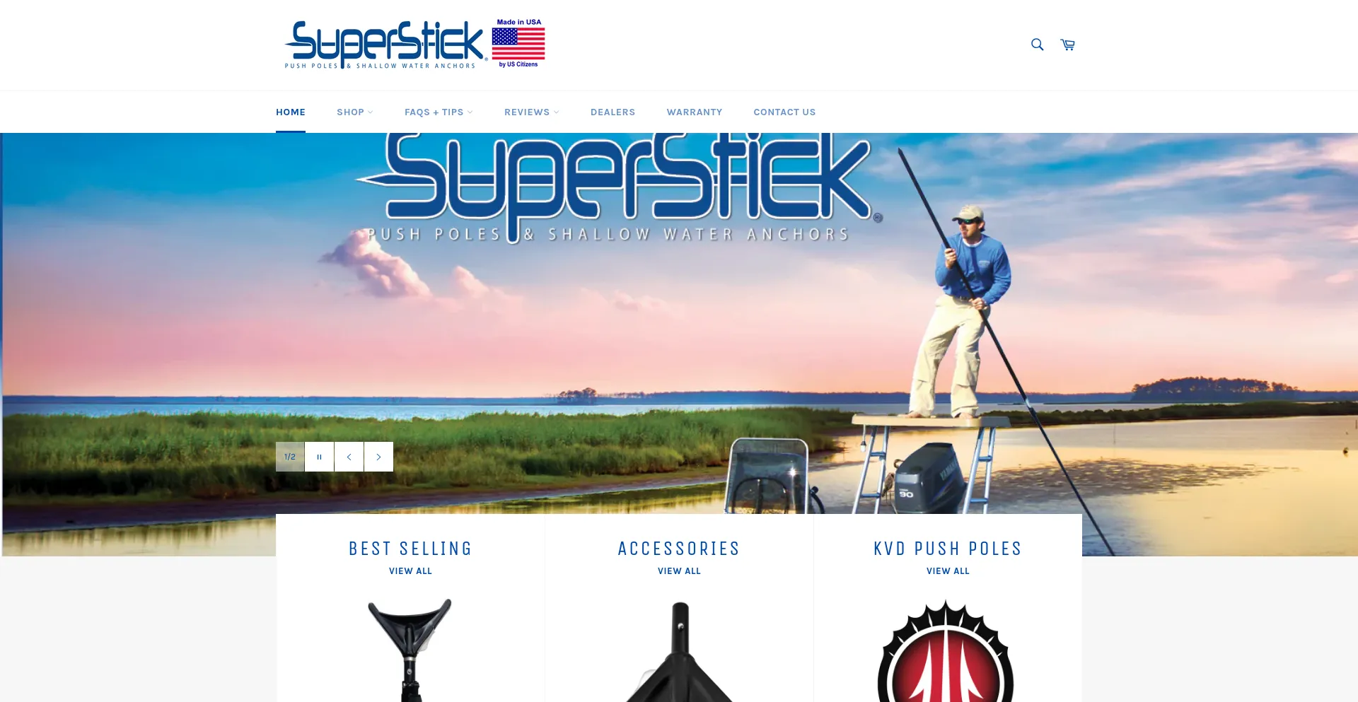 Website screenshot of Thesuperstick.com