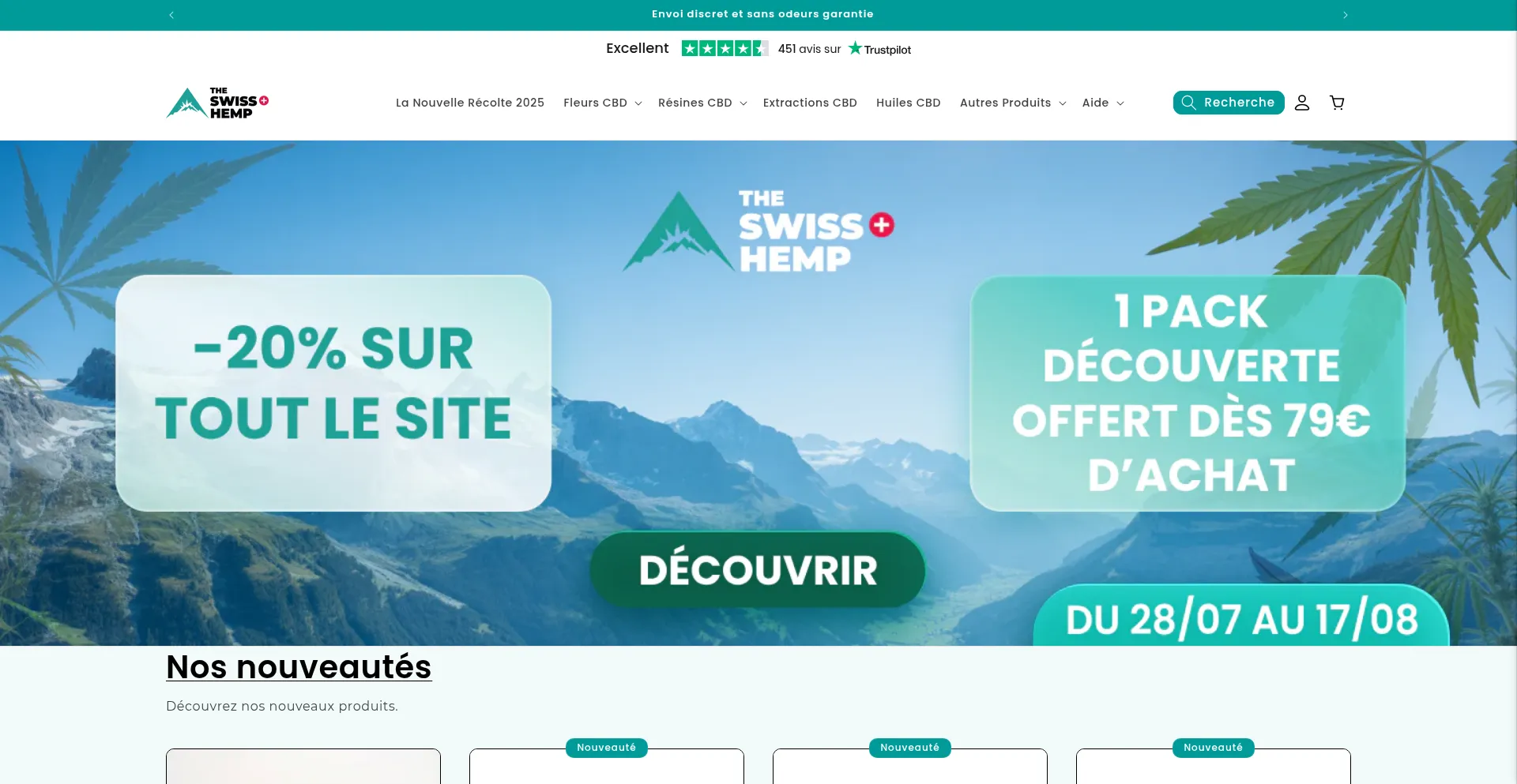 Website screenshot of Theswisshemp.com