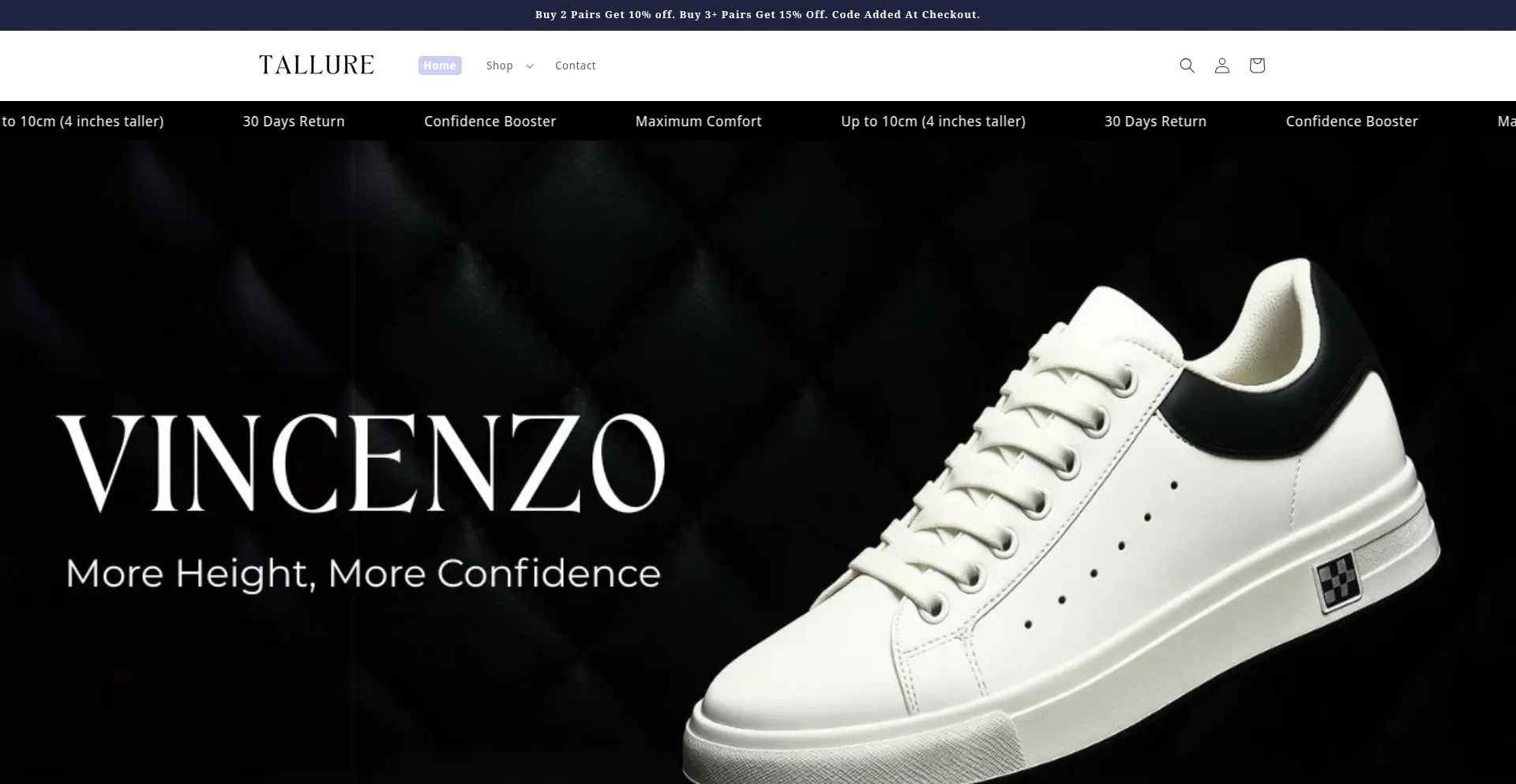 Website screenshot of Thetallure.com