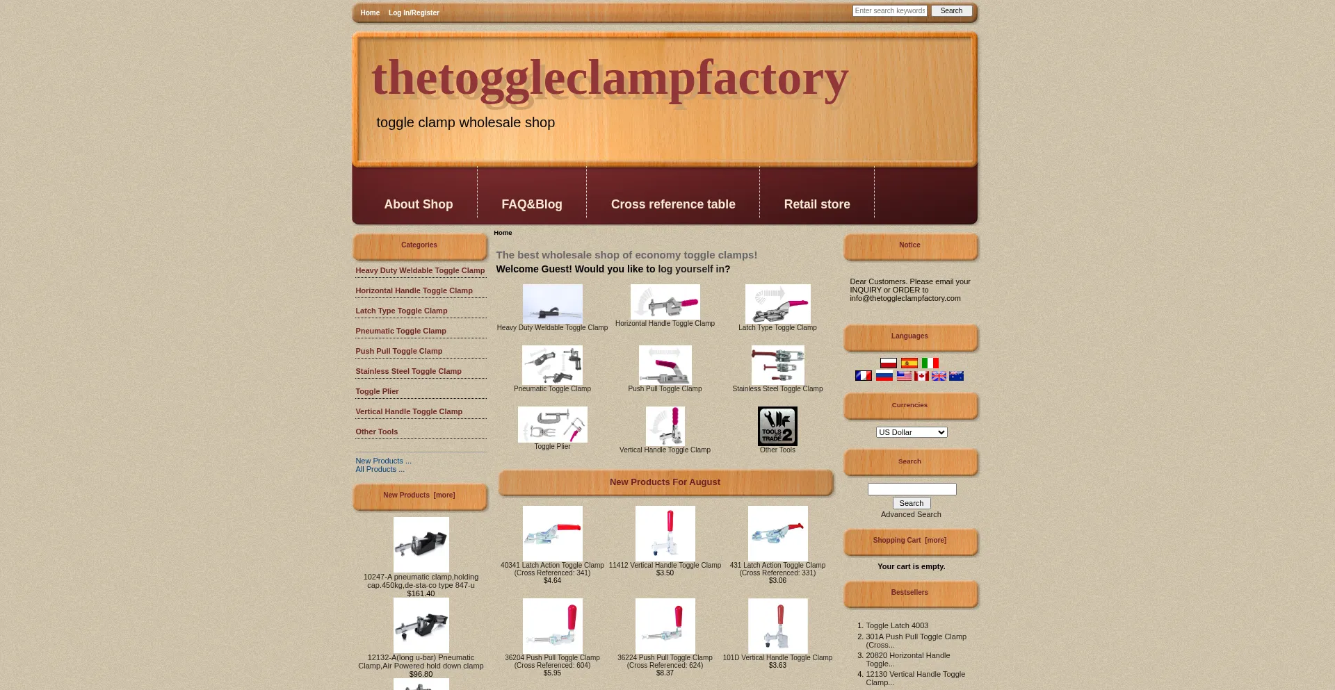 Website screenshot of Thetoggleclampfactory.com