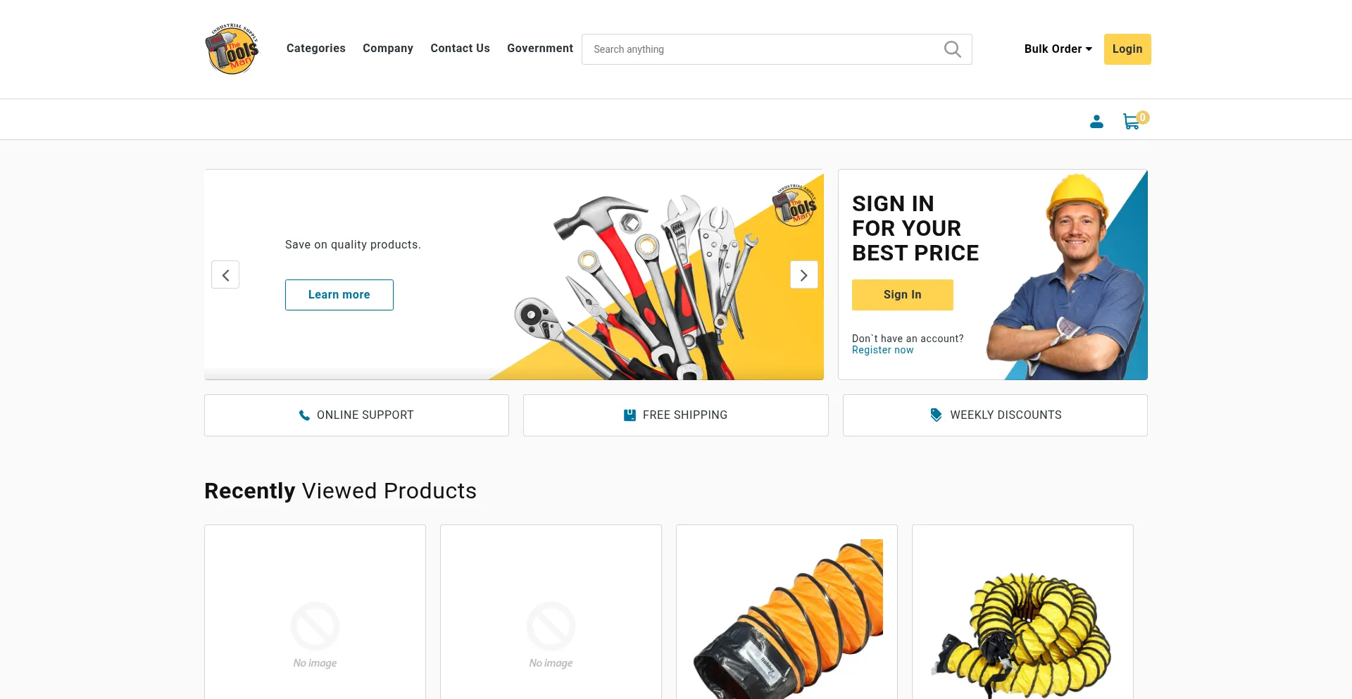 Website screenshot of Thetoolsman.com